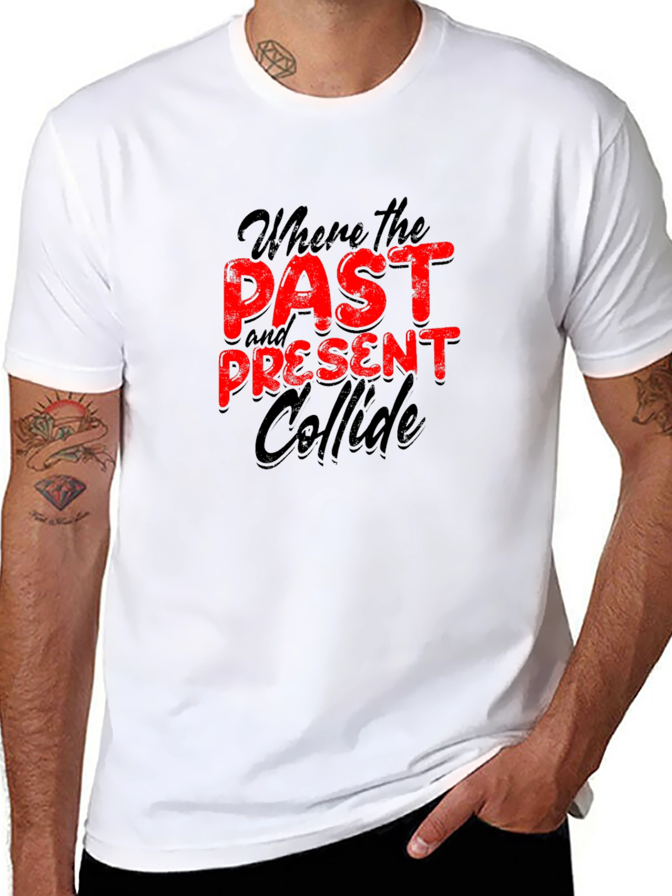 Black Past, Present Collide Graphic Tee - Bold Statement Shirt view 8