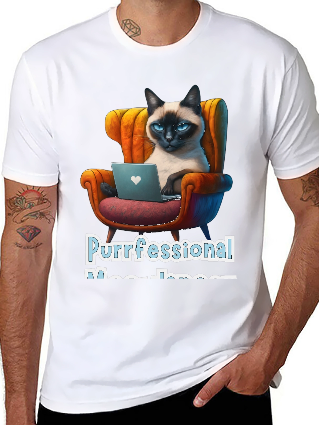 Black Purrfessional Meow-nager Cat T-Shirt view 8