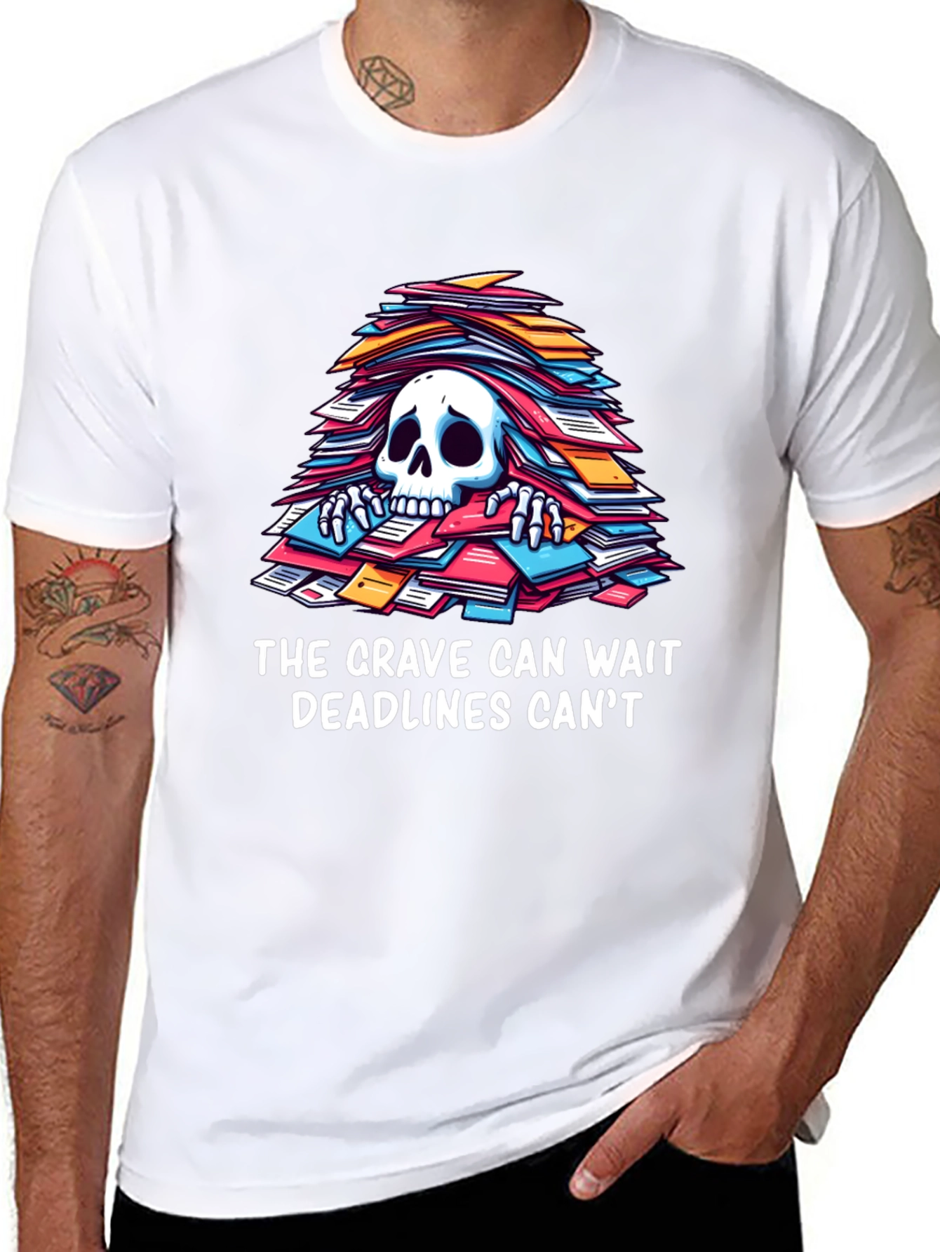 Black Funny Deadline T-Shirt - Grave Can Wait view 8