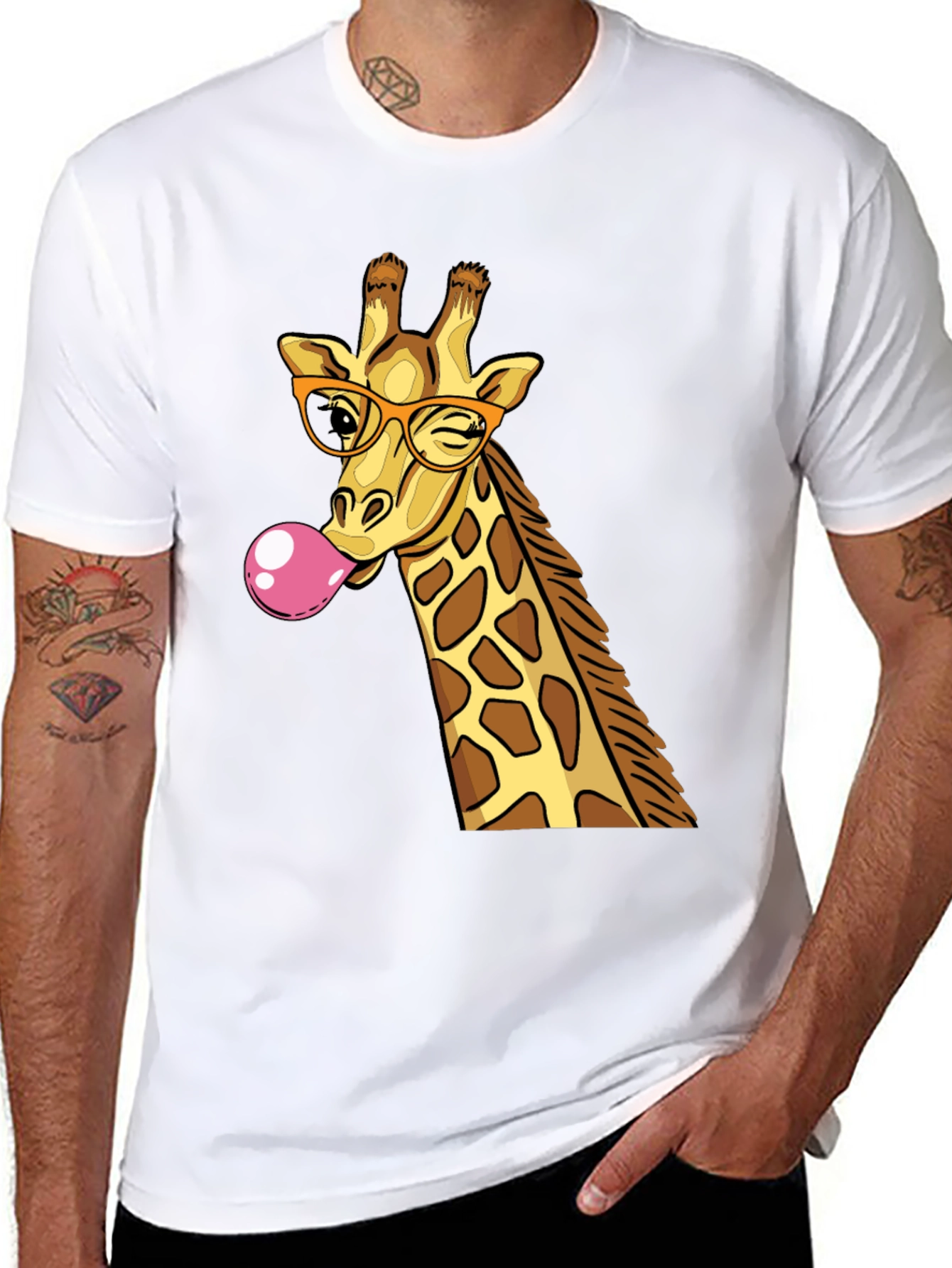 Black Giraffe Bubble Gum Graphic T-Shirt view 8
