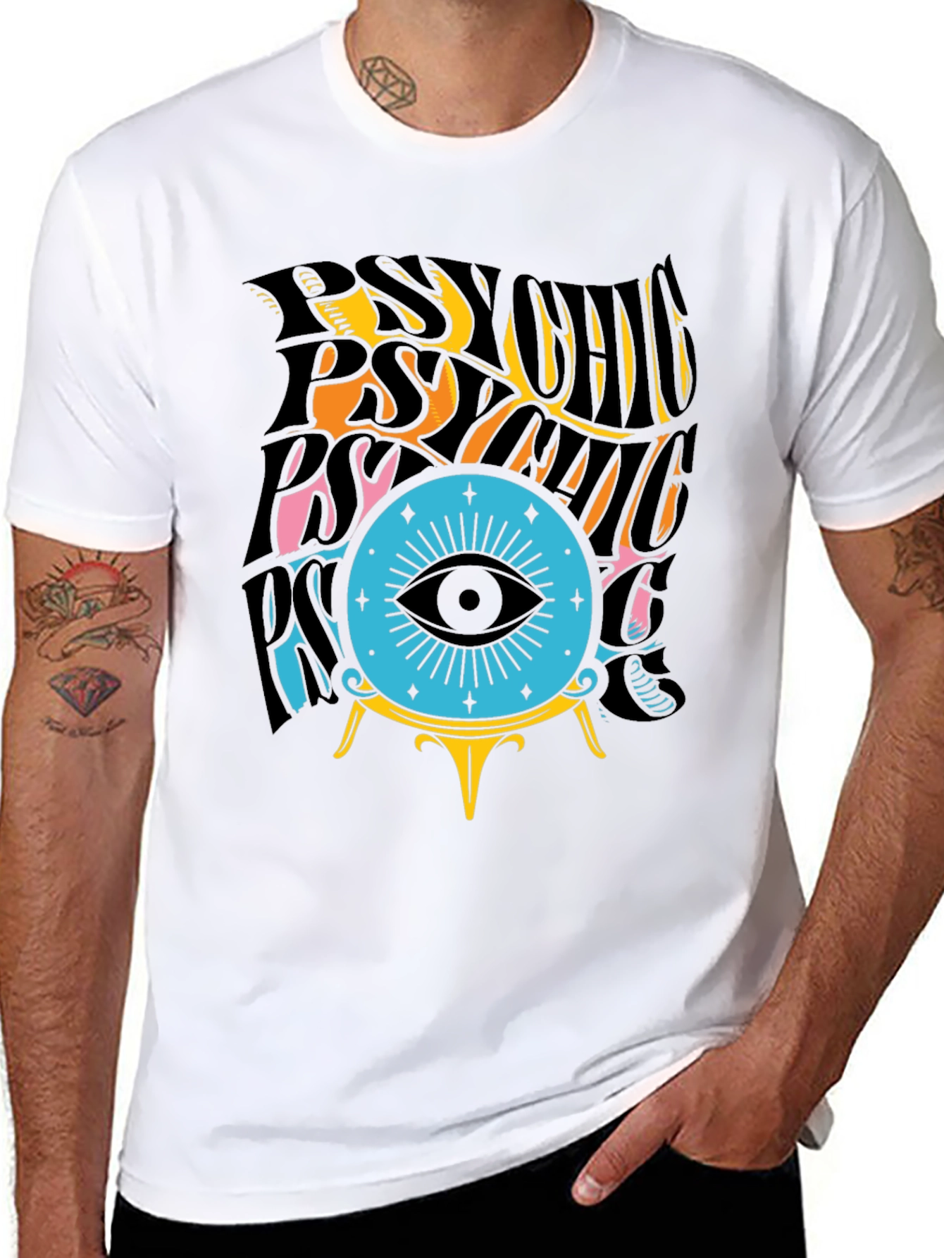 Black Psychic Eye T-Shirt - Black Cotton Tee view 8