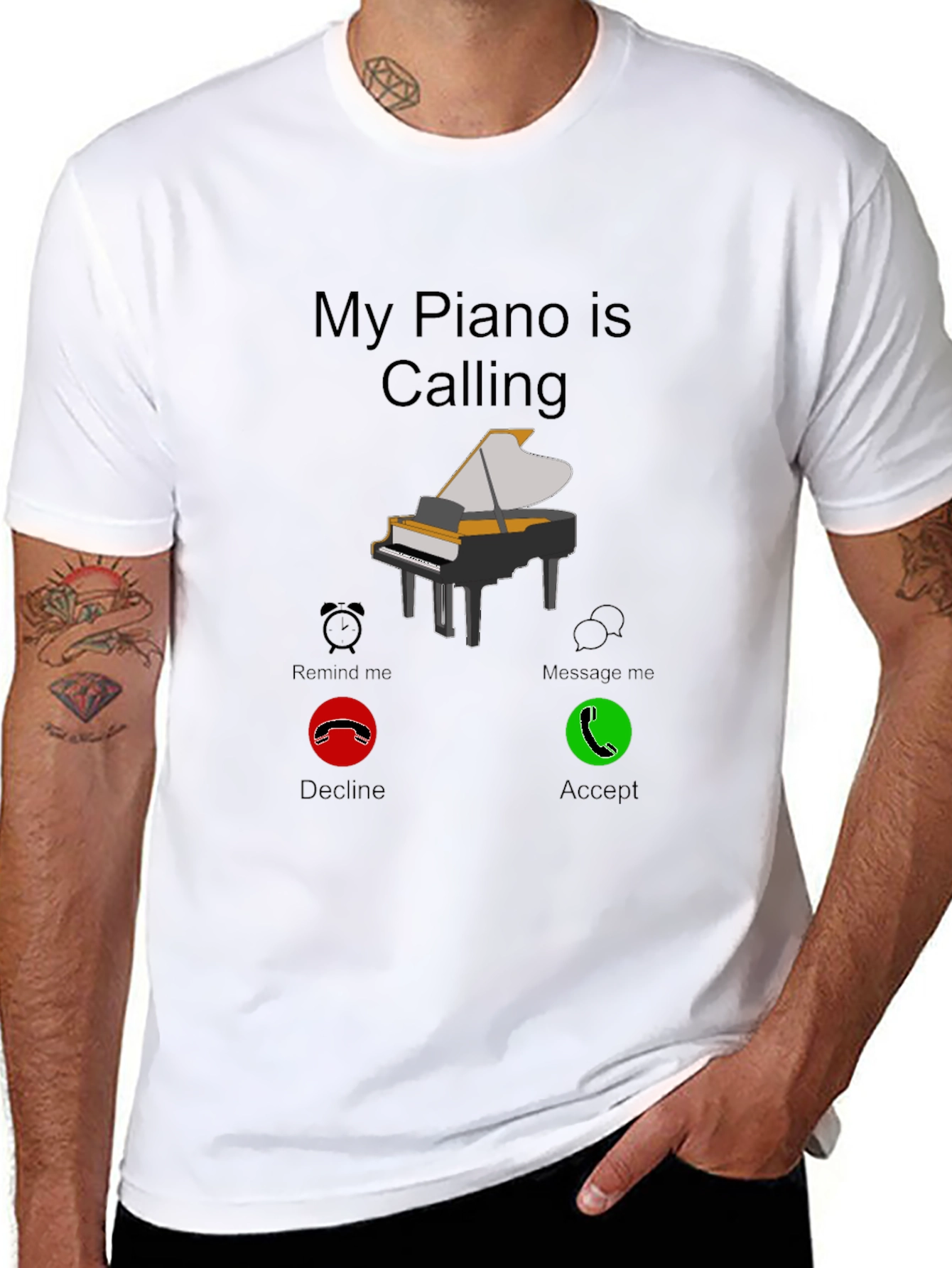 Black My Piano is Calling T-Shirt Musician Player Tee view 8