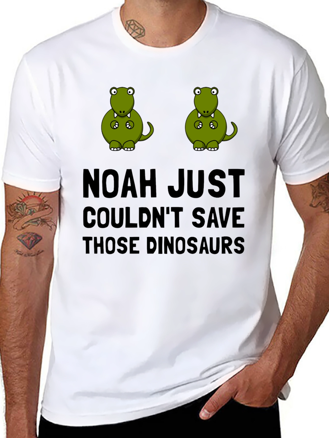 Black Noah Couldn't Save The Dinosaurs T-Shirt view 8