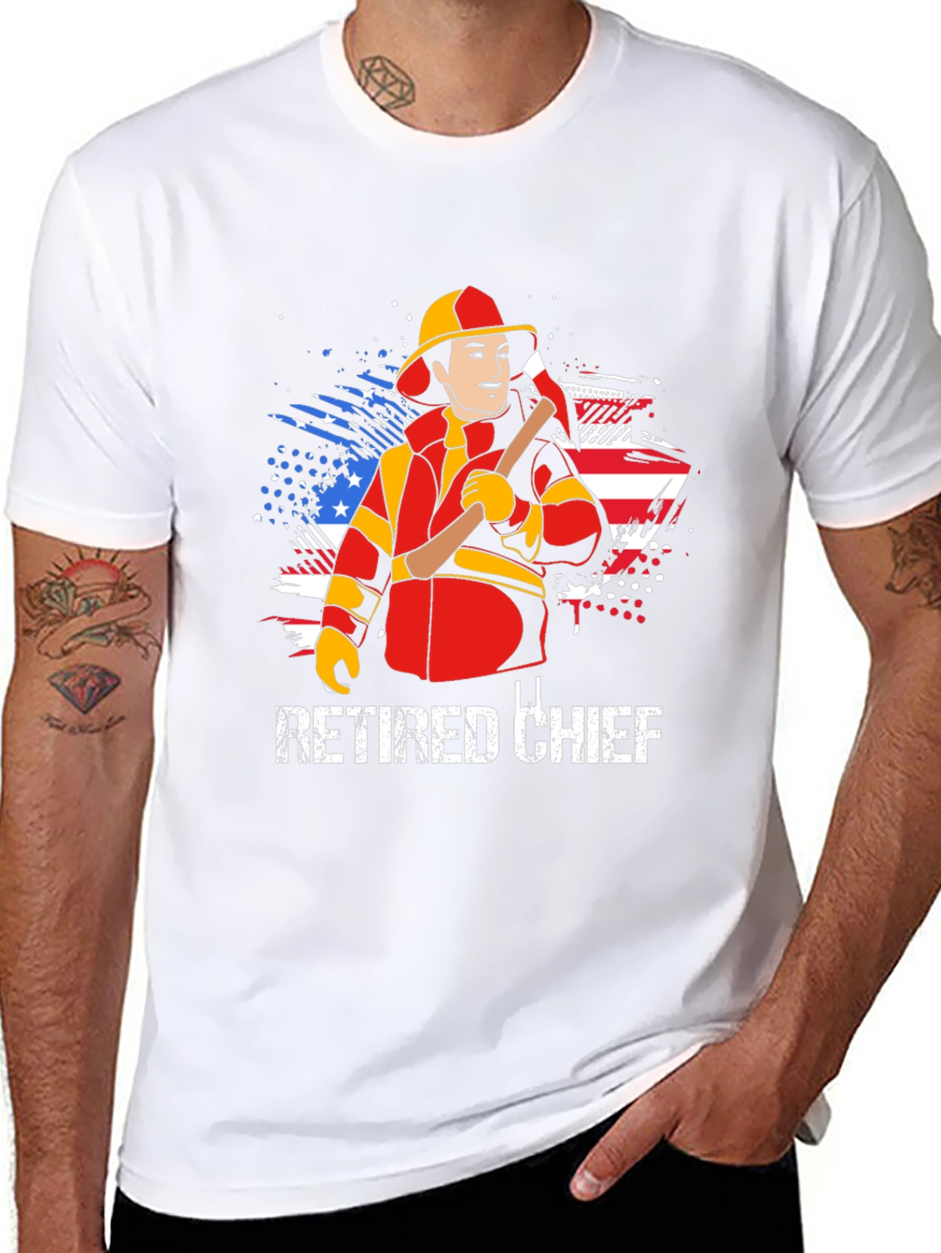 Black Retired Fire Chief T-Shirt view 8