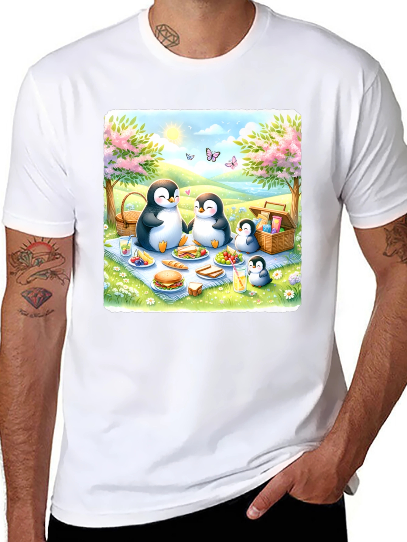 Black Penguin Family Picnic T-Shirt view 8