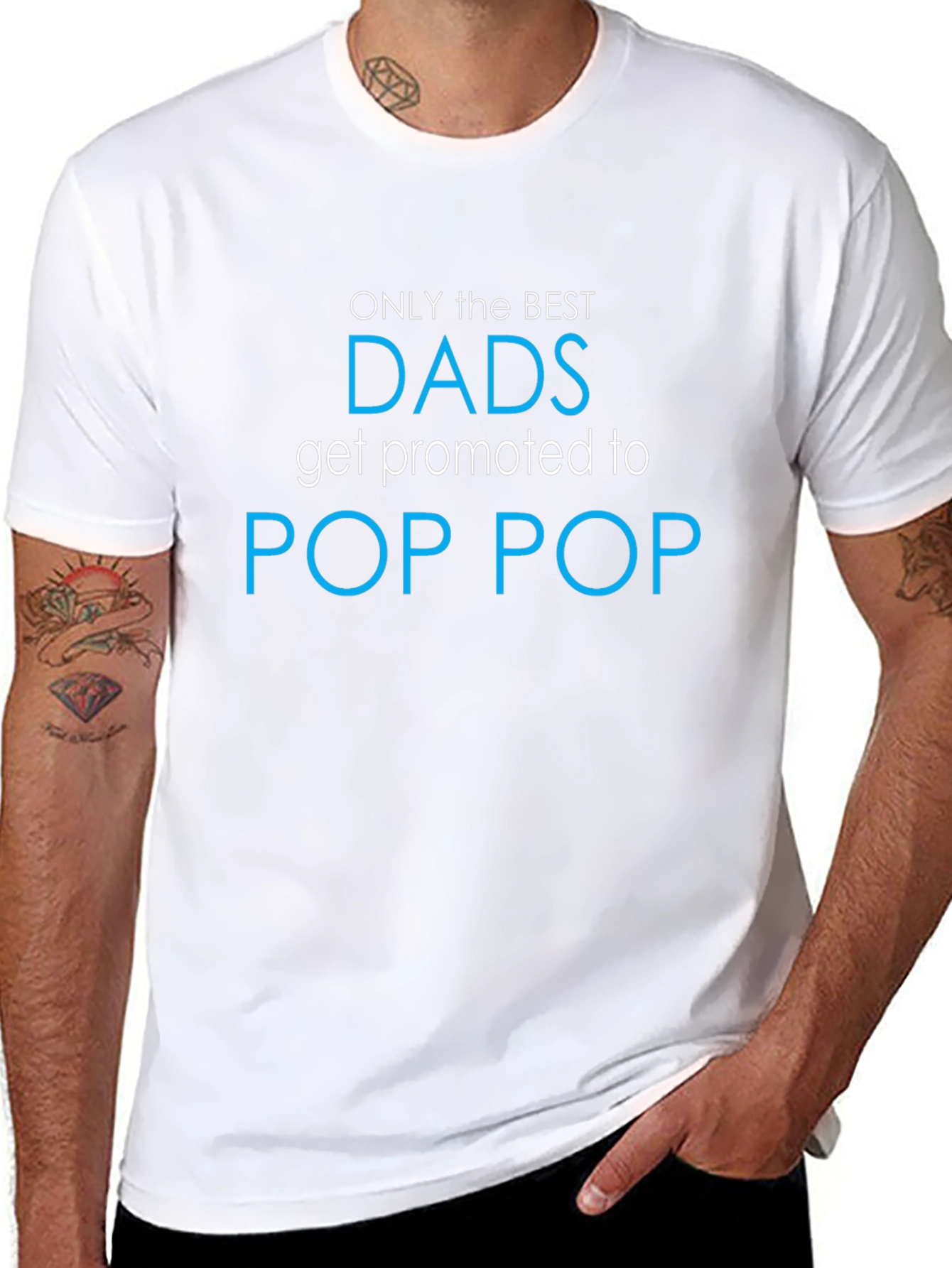 Black Best Dads Promoted to Pop Pop T-Shirt - Black view 8