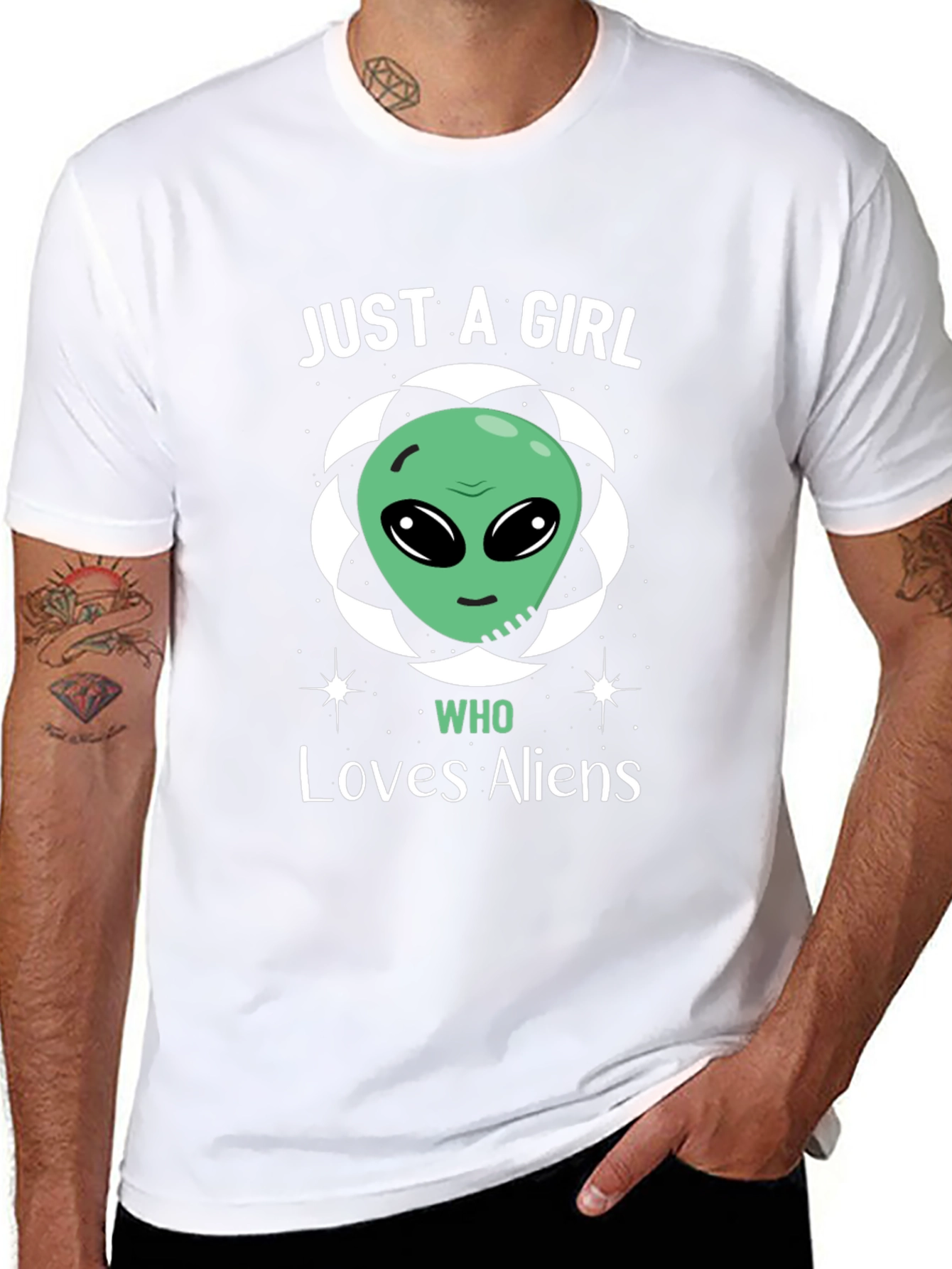Black Alien Lover T-Shirt - Just A Girl Who Loves Aliens Tee view 8
