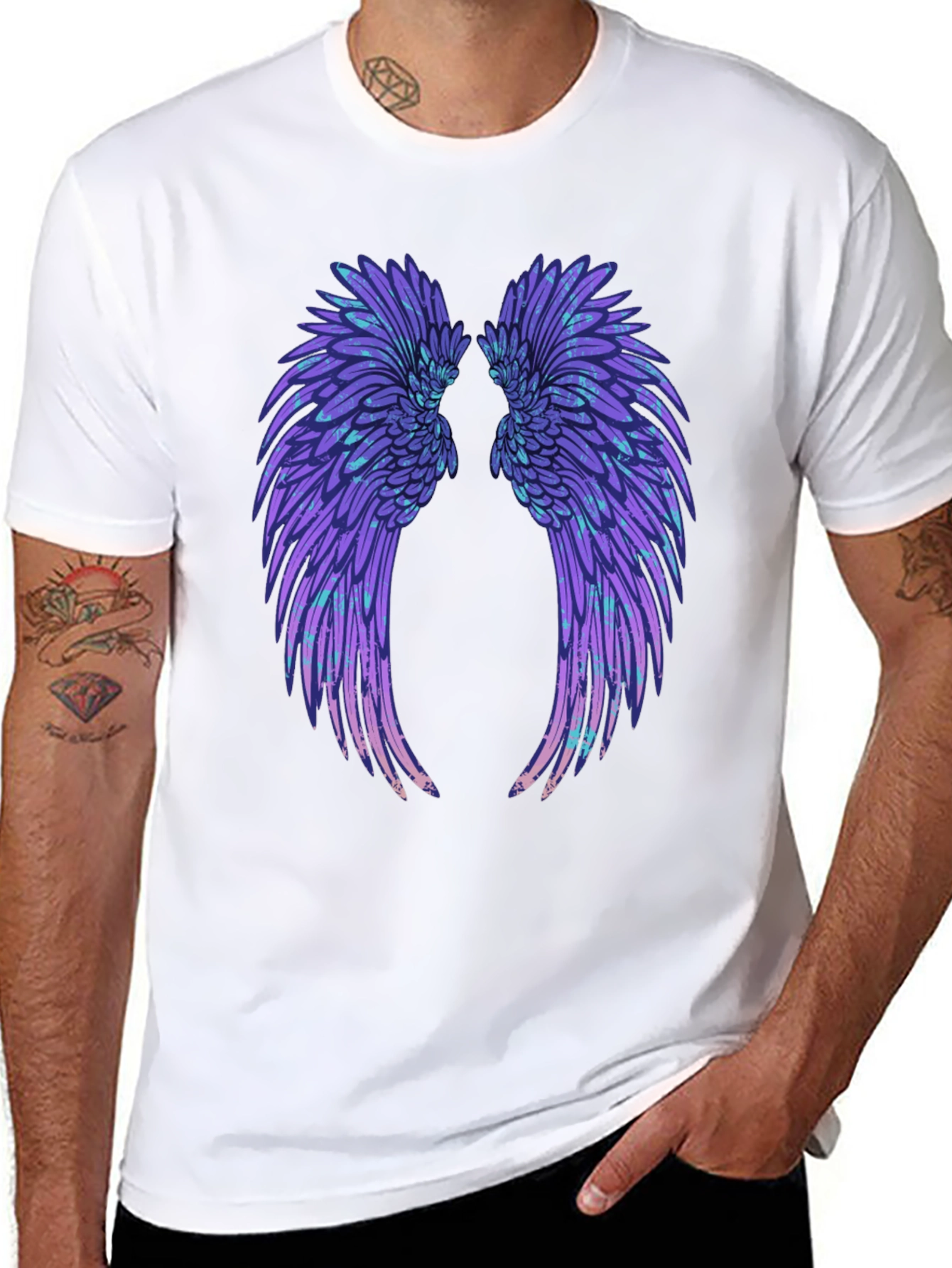 Black Wings Graphic Tee - Black Cotton T-Shirt view 8
