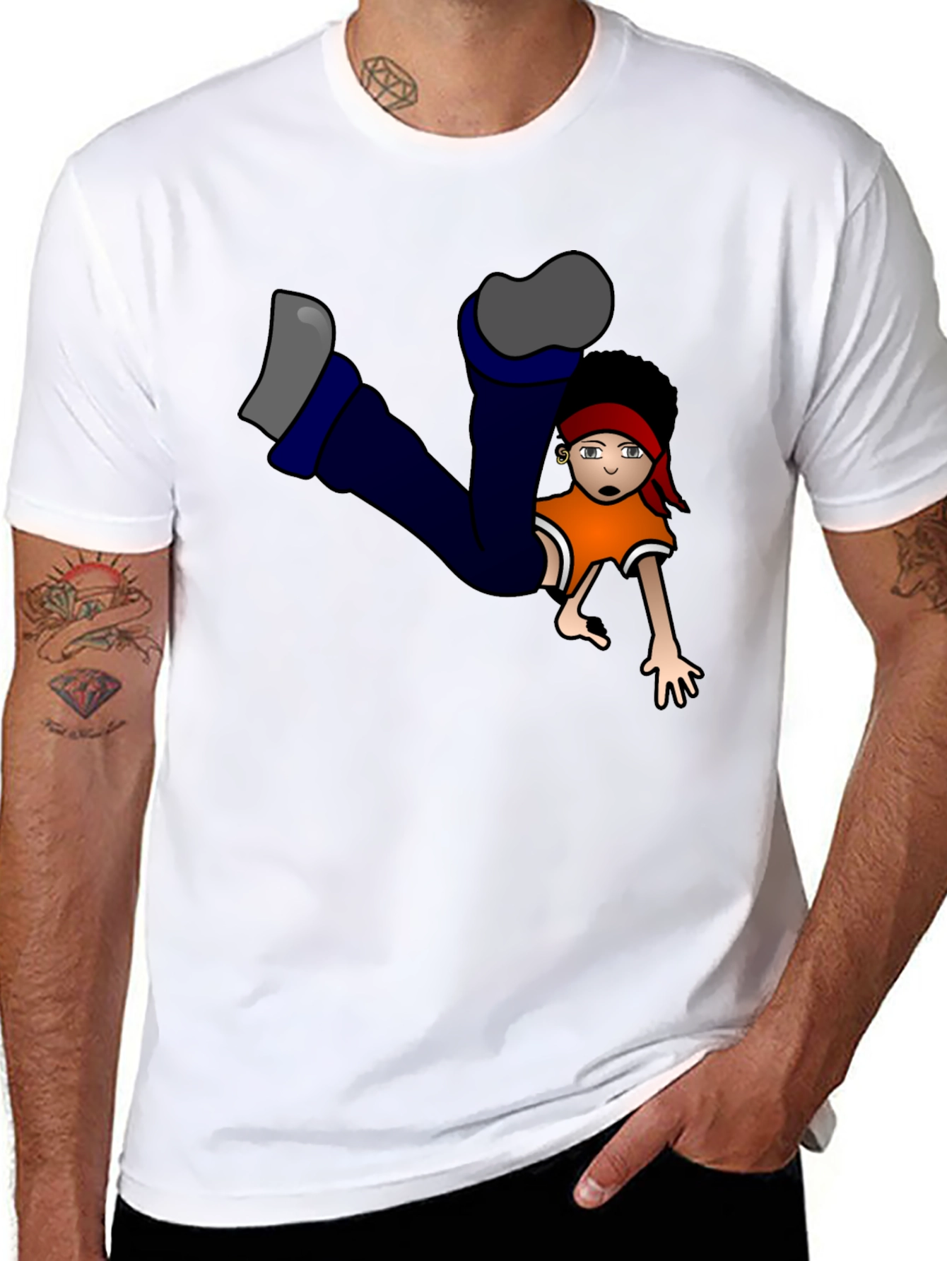 Black Funky Cartoon Character Graphic Black T-Shirt view 8