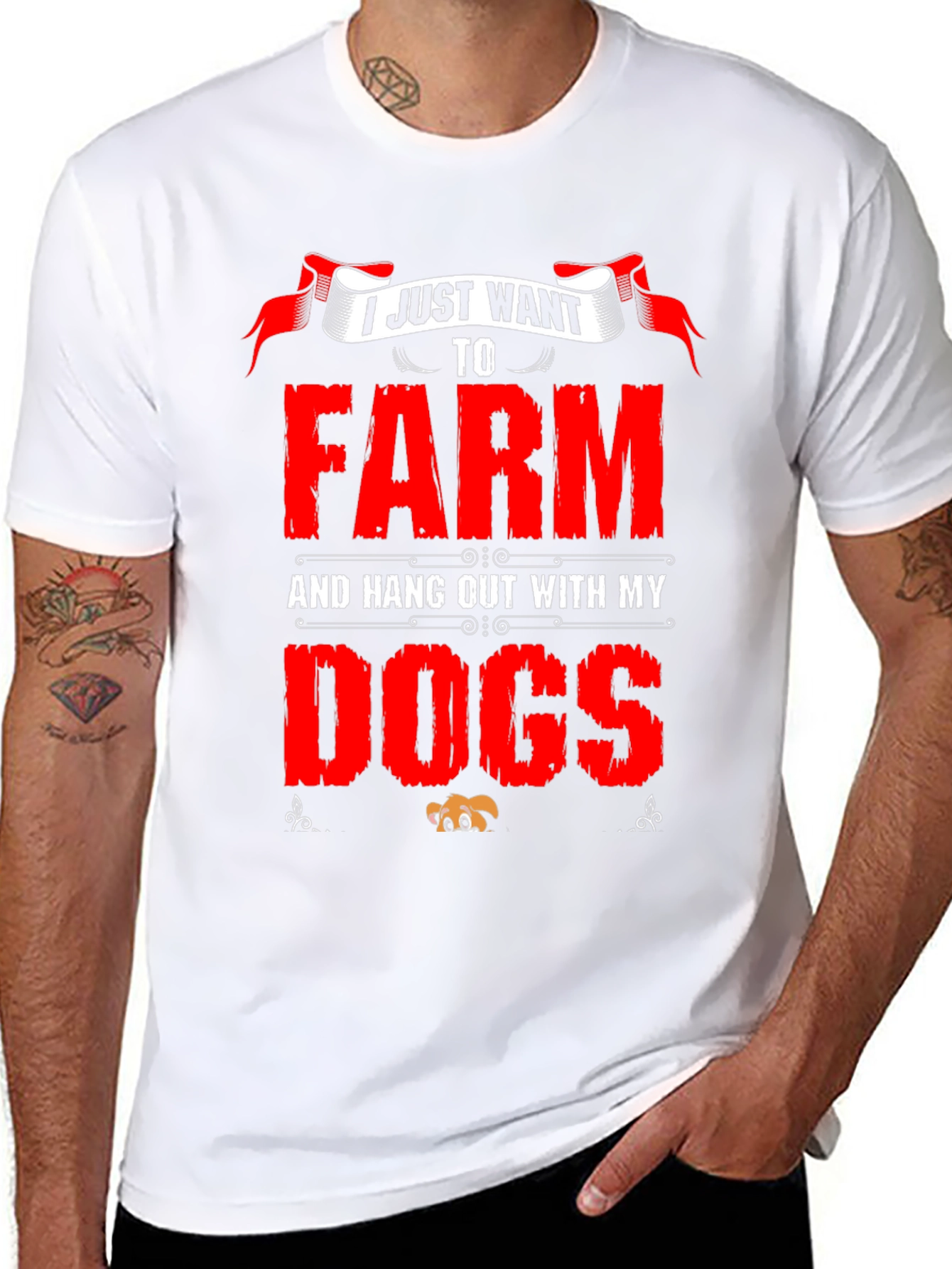 Black I Just Want To Farm And Hang Out With My Dogs T-Shirt view 8
