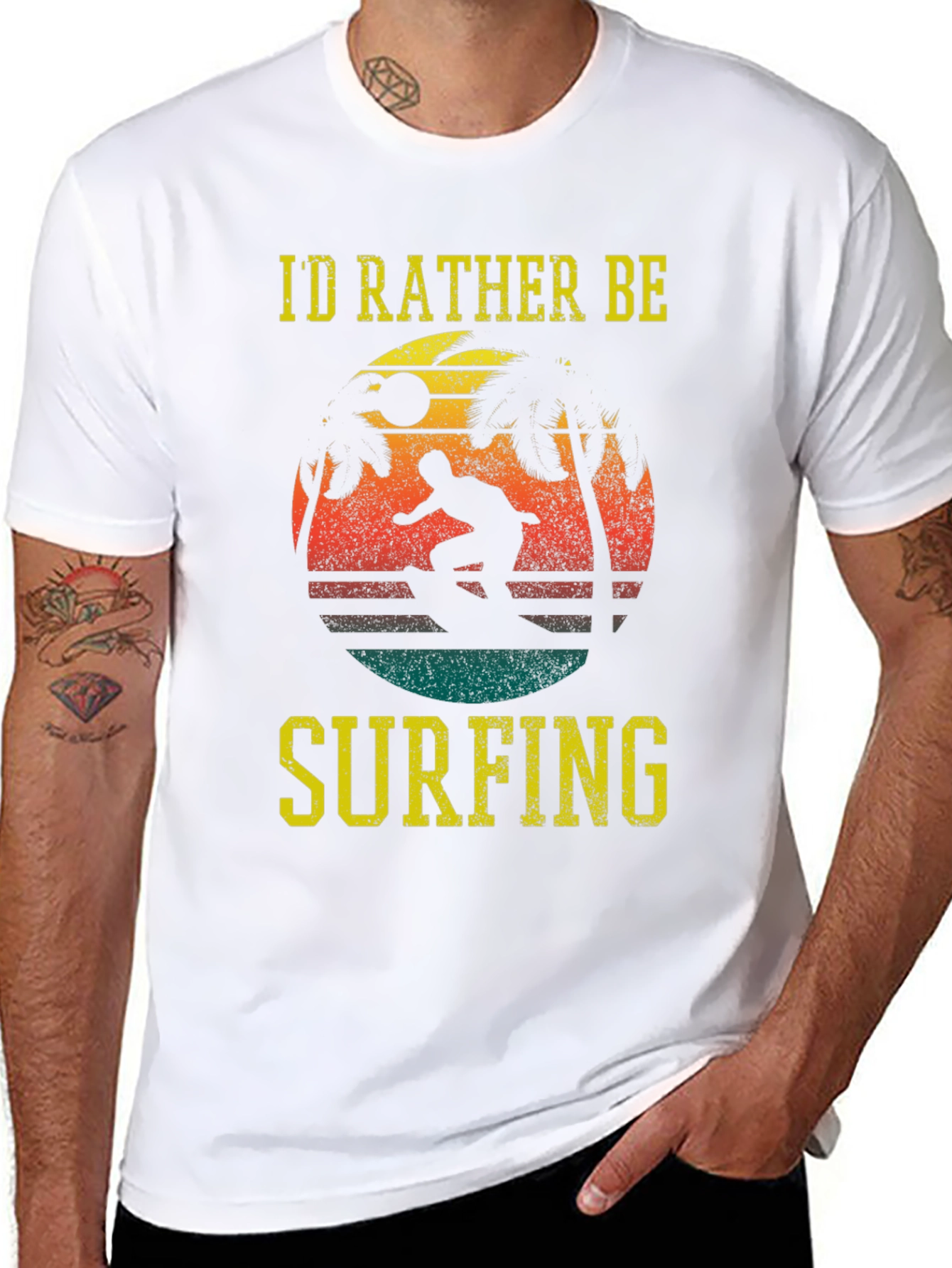 Black Surfing Graphic T-Shirt - Retro Style view 8