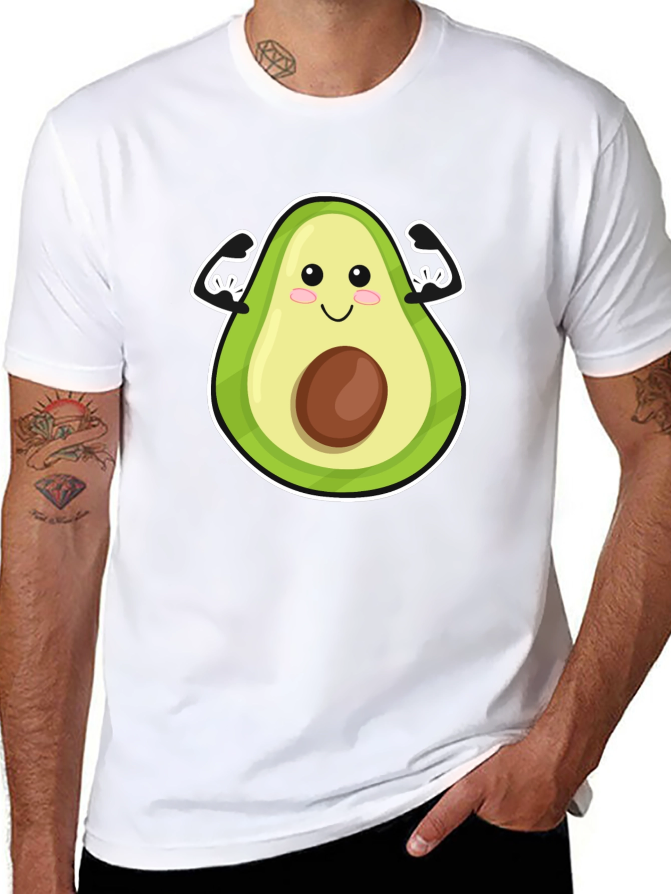 Black Avocado Muscle Graphic Tee - Funny Workout Shirt view 8