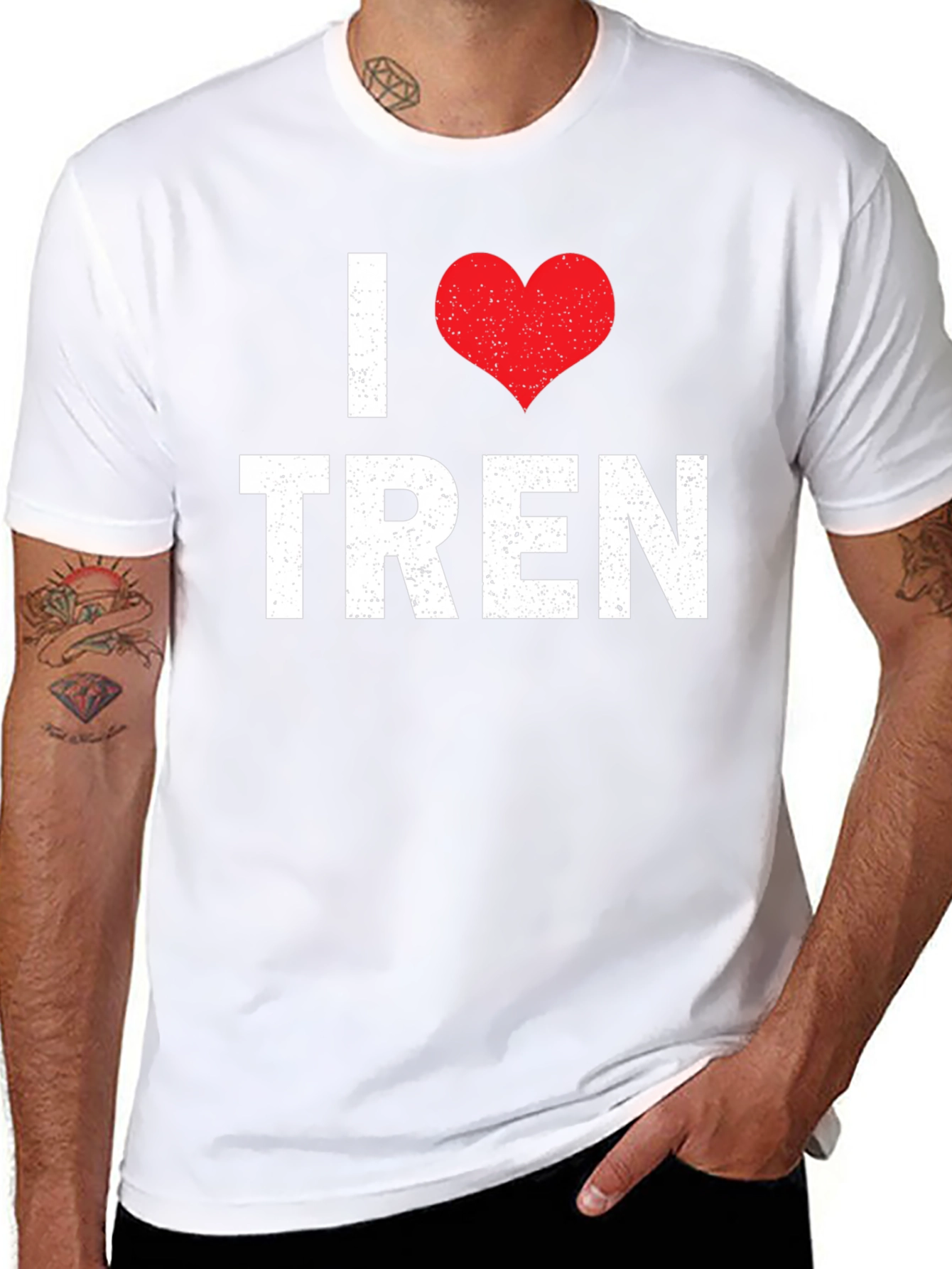 Black I Love Tren Graphic T-Shirt view 8