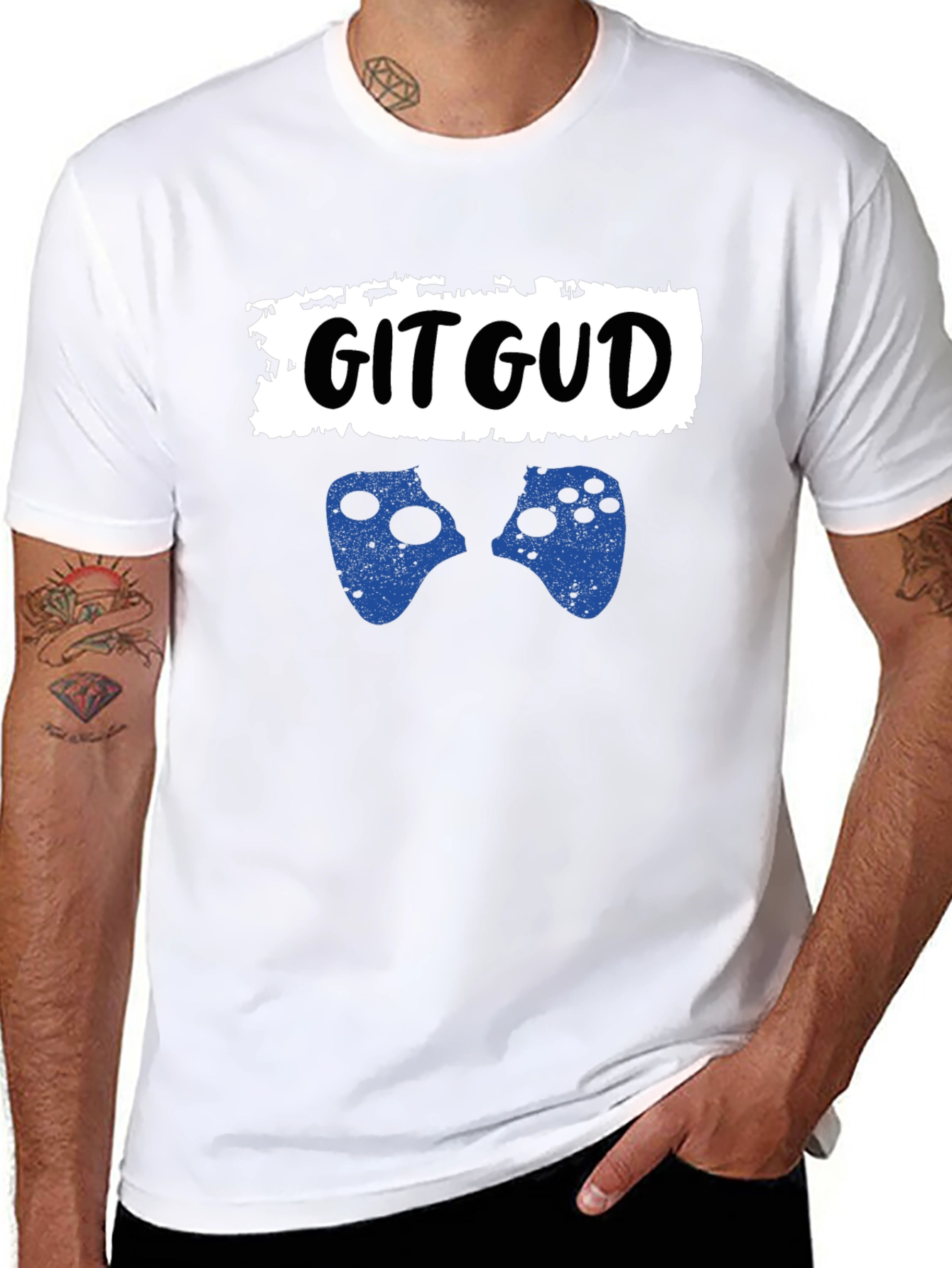 Black Git Gud Gamer T-Shirt - Black Cotton Graphic Tee view 8