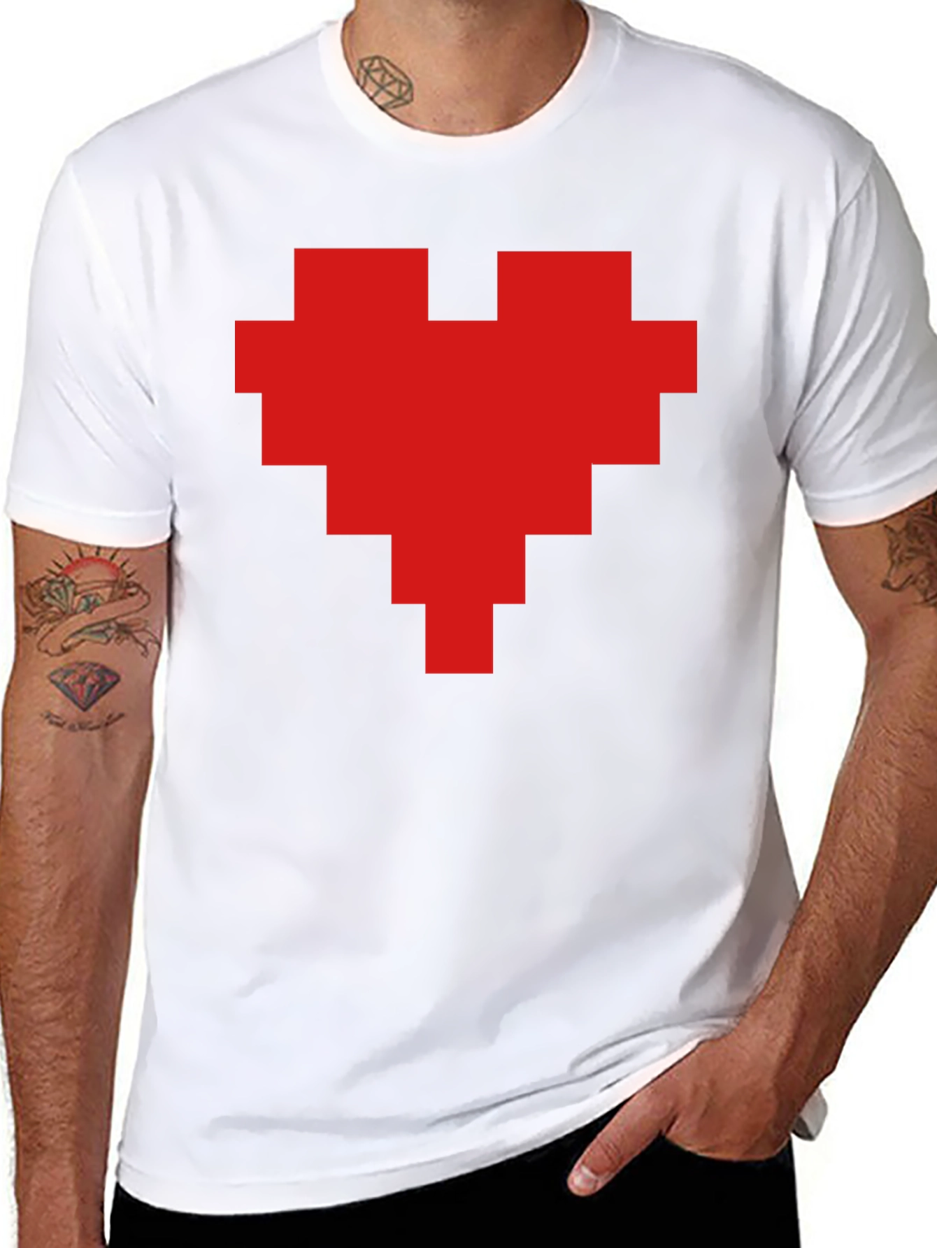 Pixel Heart Graphic Black T-Shirt - 8