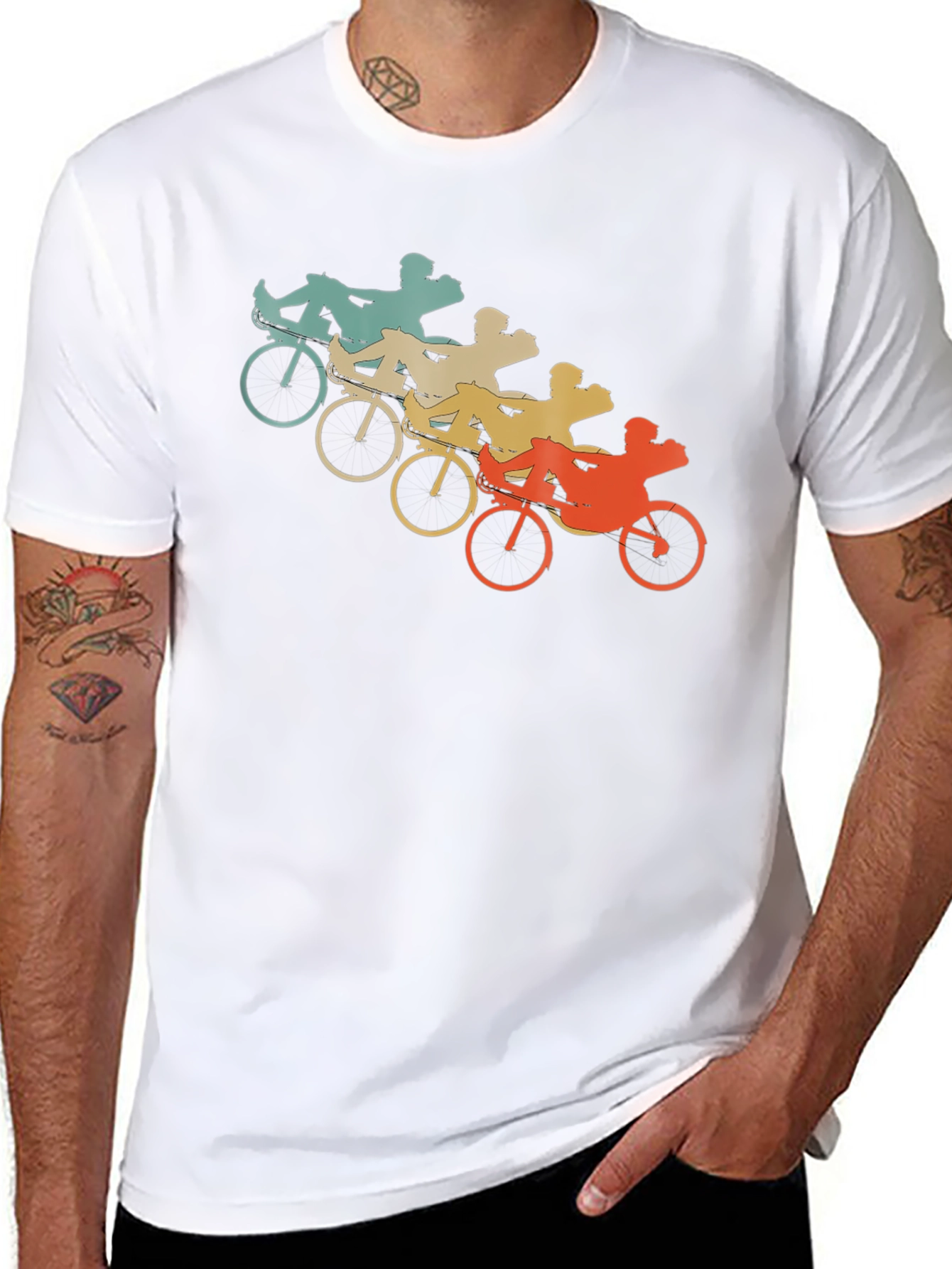 Black Recumbent Bike T-Shirt - Retro Cycling Tee view 8