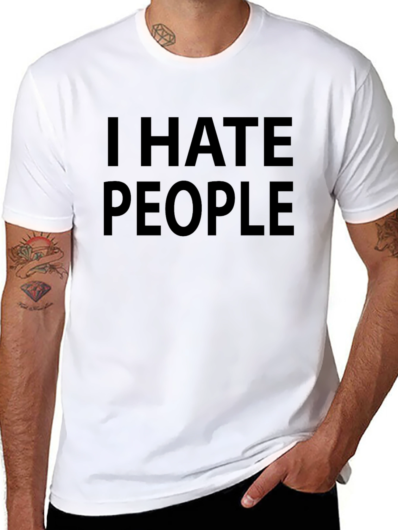 Black I Hate People Graphic T-Shirt - Black view 8