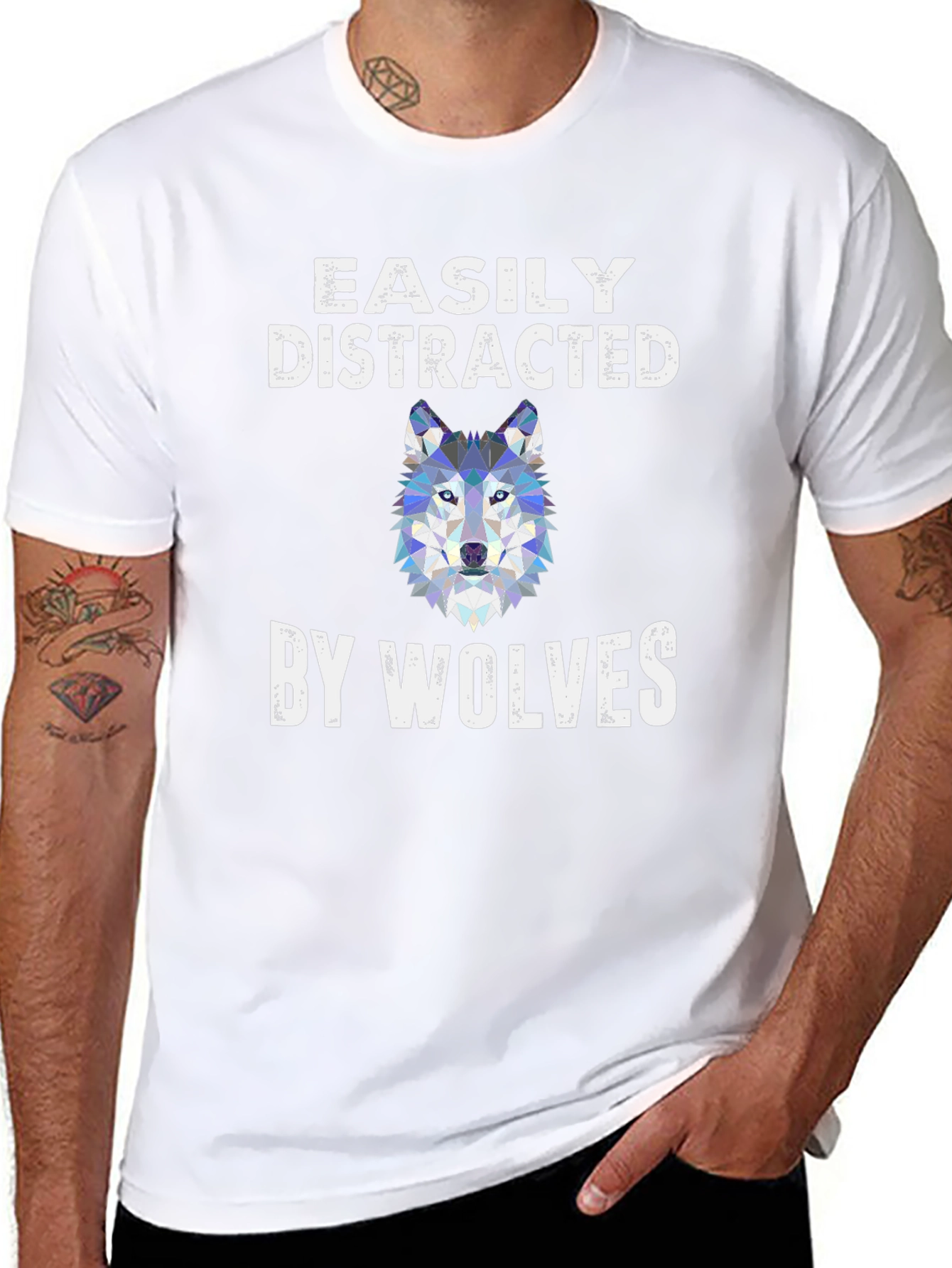 Black Easily Distracted By Wolves Graphic Tee view 8