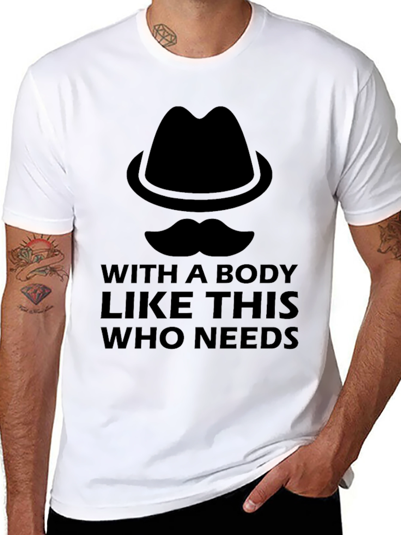 Black Funny Body T-Shirt - Humor Novelty Tee view 8