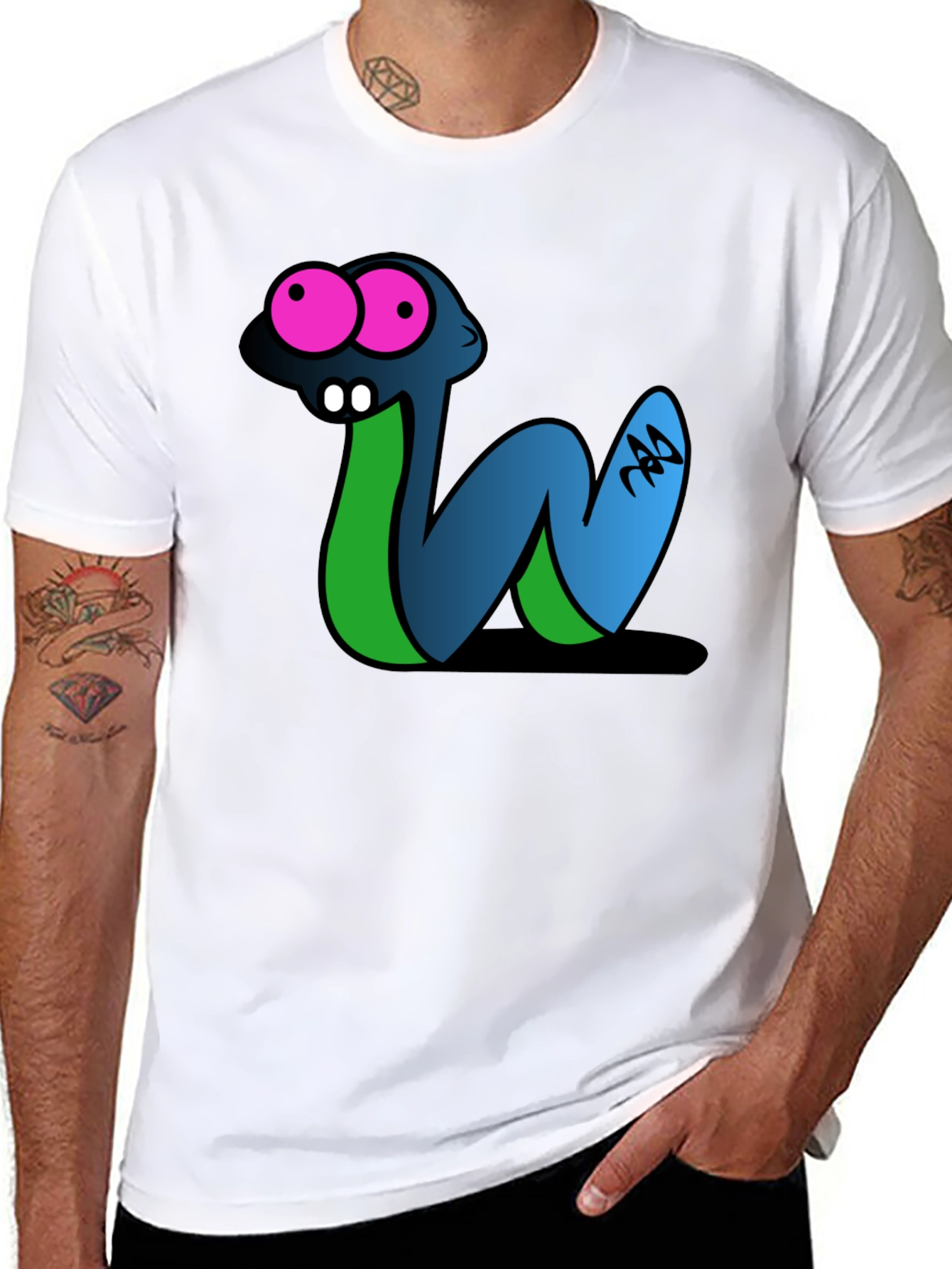Black Cartoon Snake Graphic Tee - Black view 8