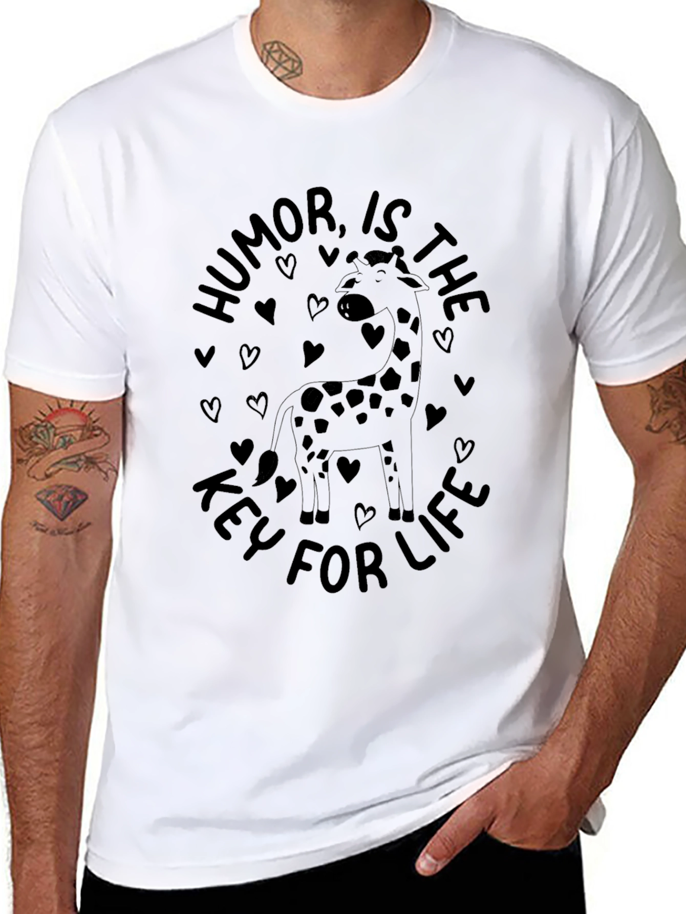 Black Humor is the Key for Life Giraffe T-Shirt view 8