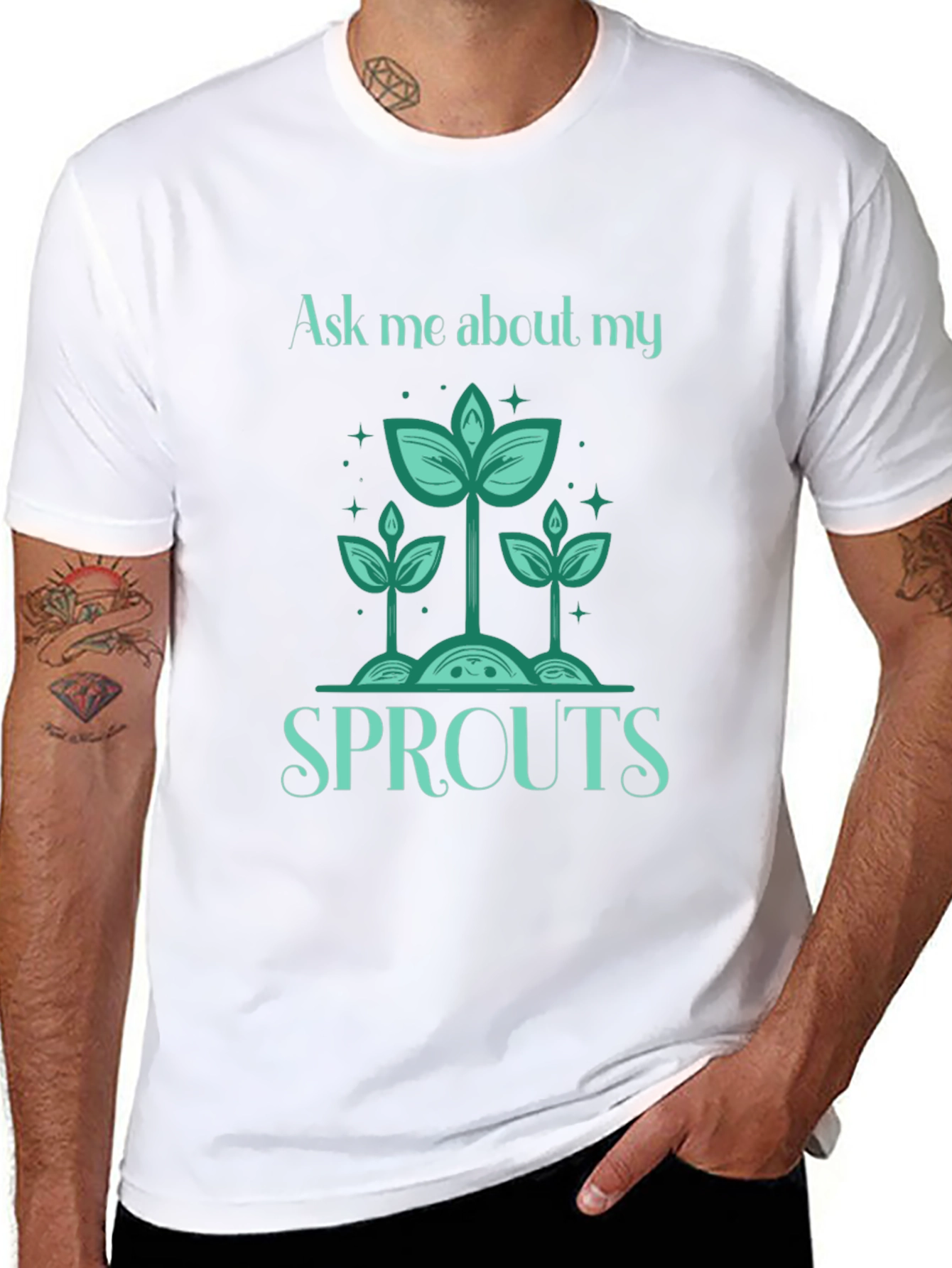 Black Ask Me About My Sprouts T-Shirt - Gardener's Delight view 8