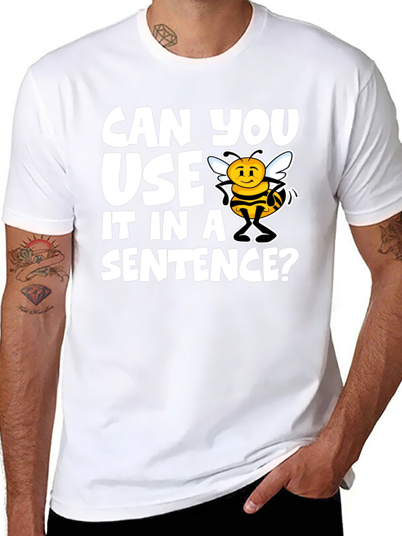 Black Funny Bee Puns T-Shirt "Use it in a Sentence" view 8