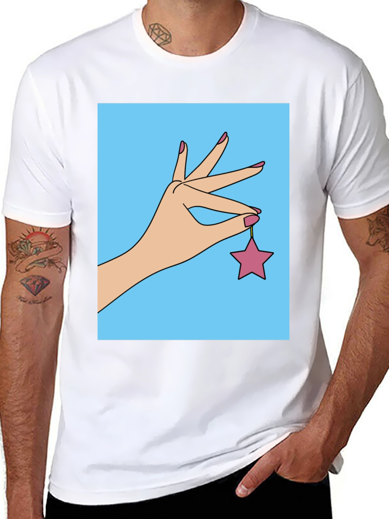 Black Hand Holding Star Graphic T-Shirt view 8