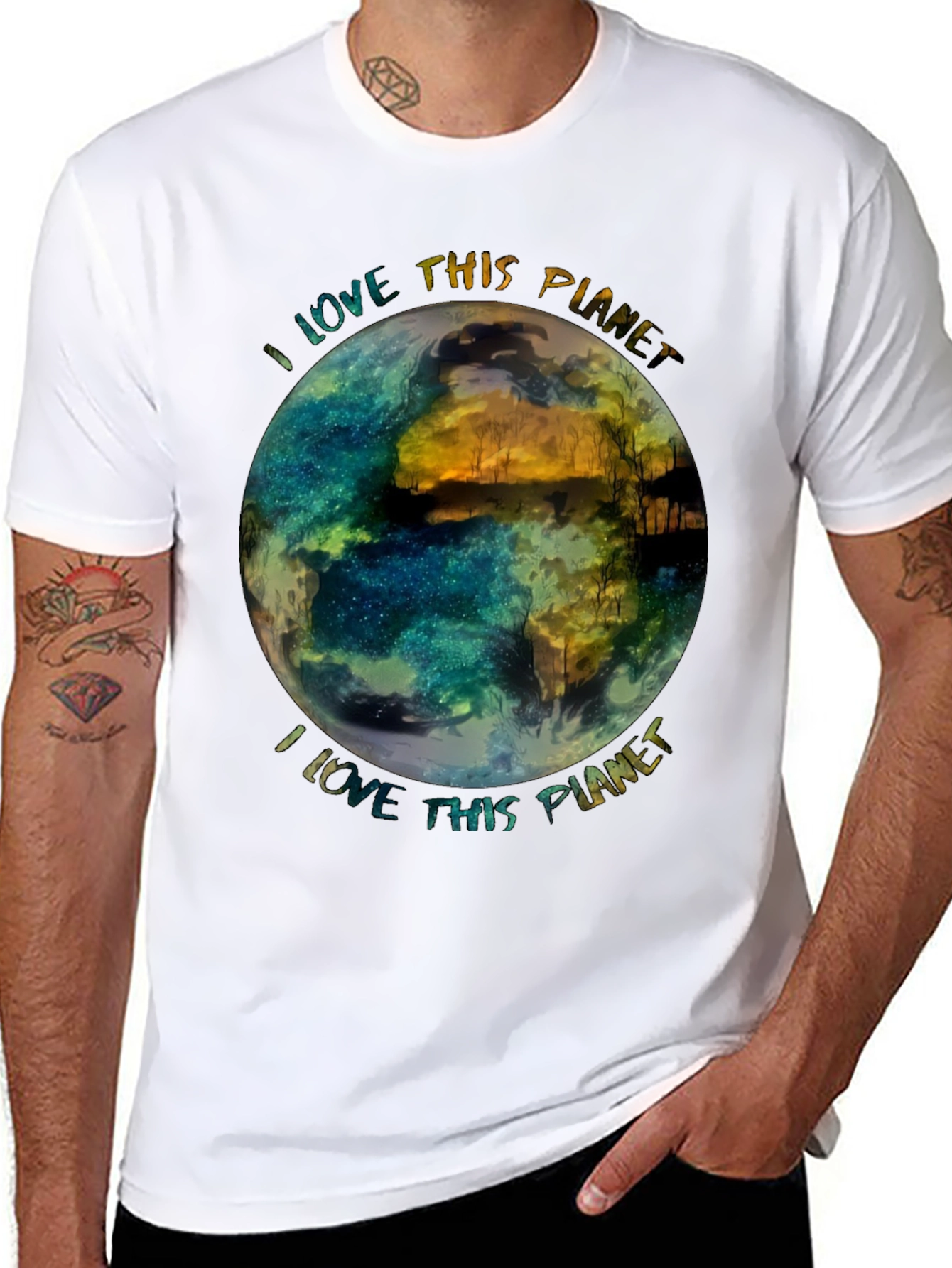 Black I Love This Planet Graphic Tee - Earth-Friendly Design view 8