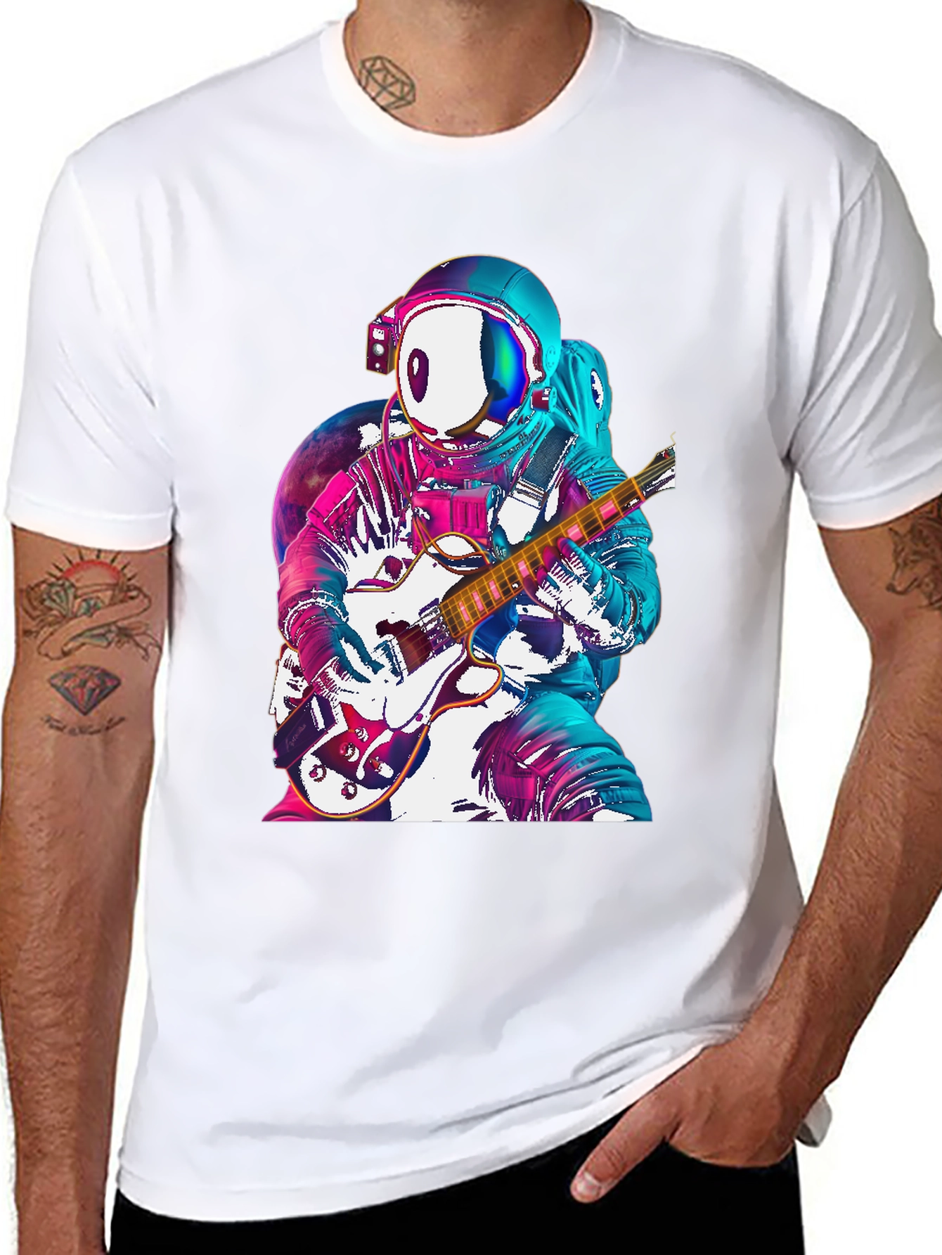 Black Astronaut Guitarist Graphic Tee - Space Rock! view 8