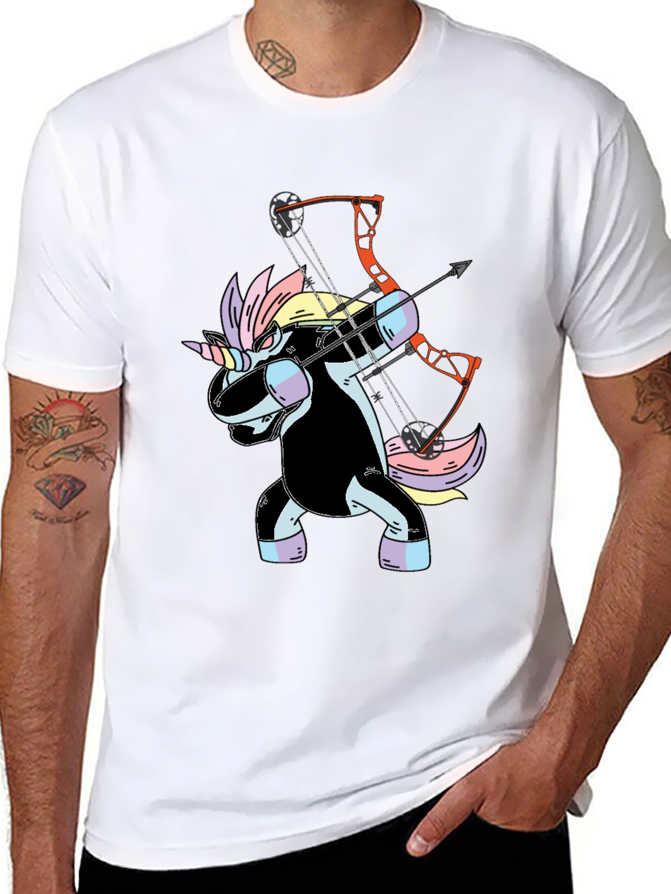 Black Unicorn Archer Graphic Tee - Black Cotton T-Shirt view 8