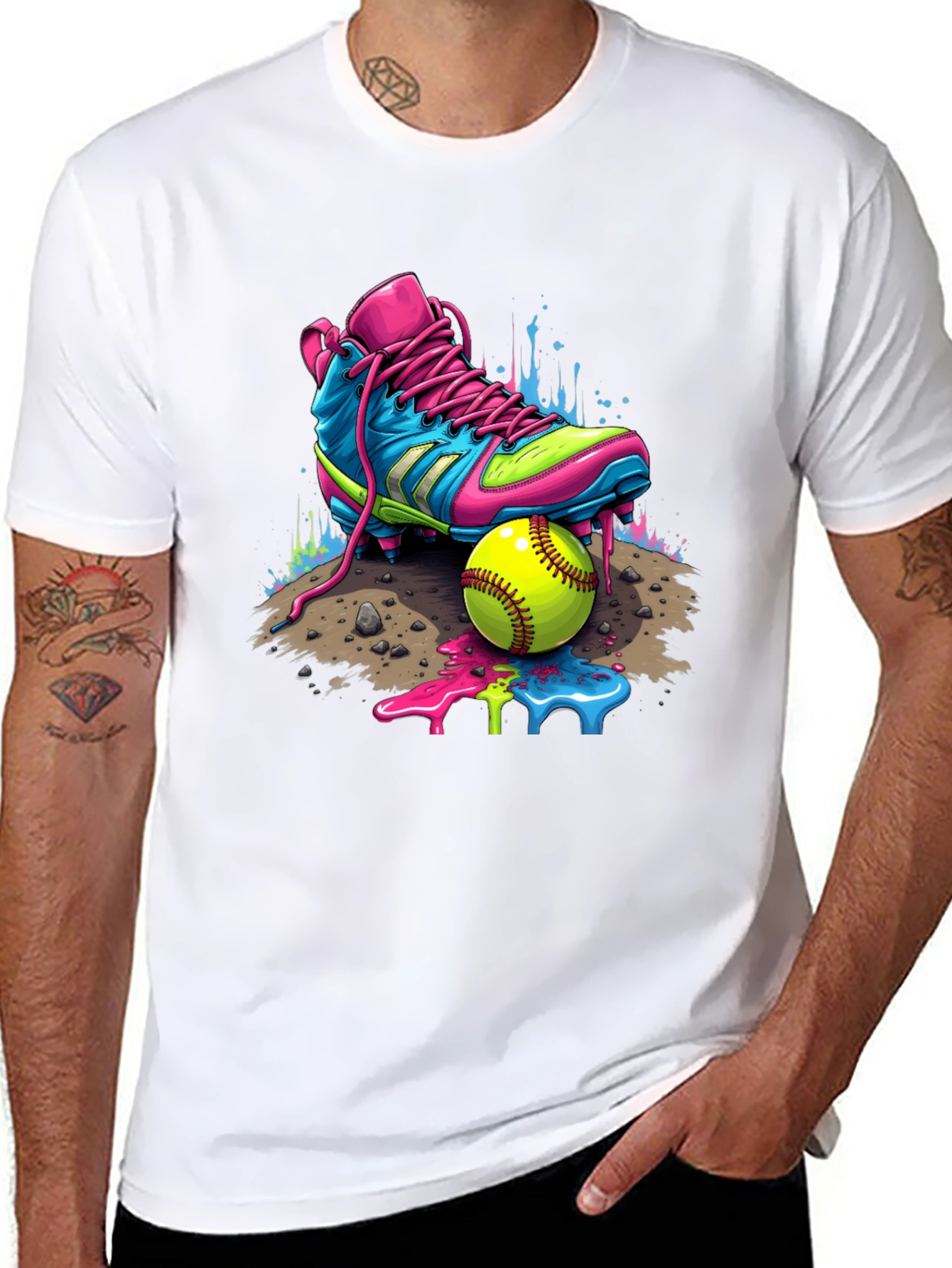 Black Vibrant Softball Graphic Tee view 8