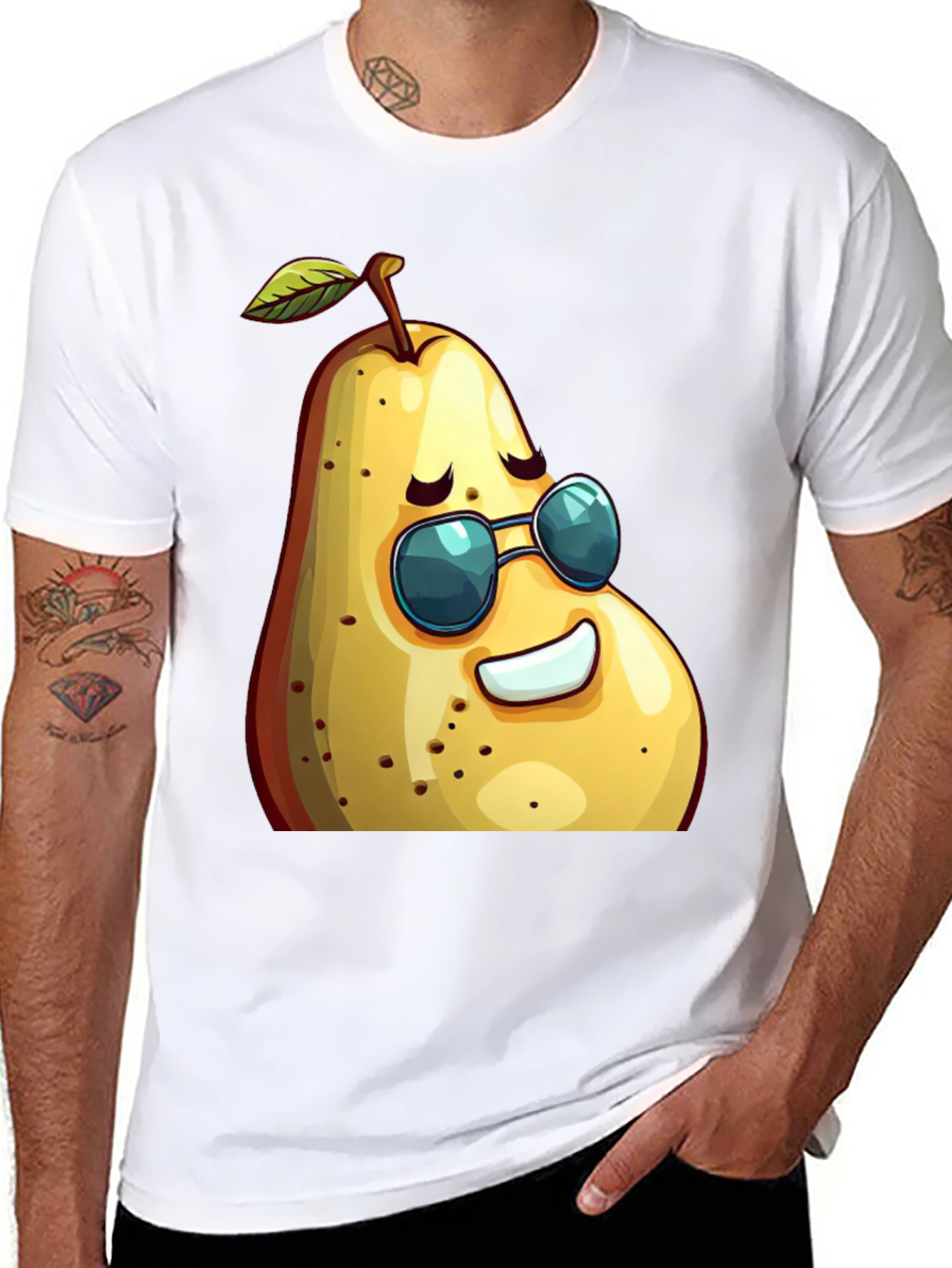 Black Cool Pear Graphic Tee - Unisex Black T-Shirt view 8