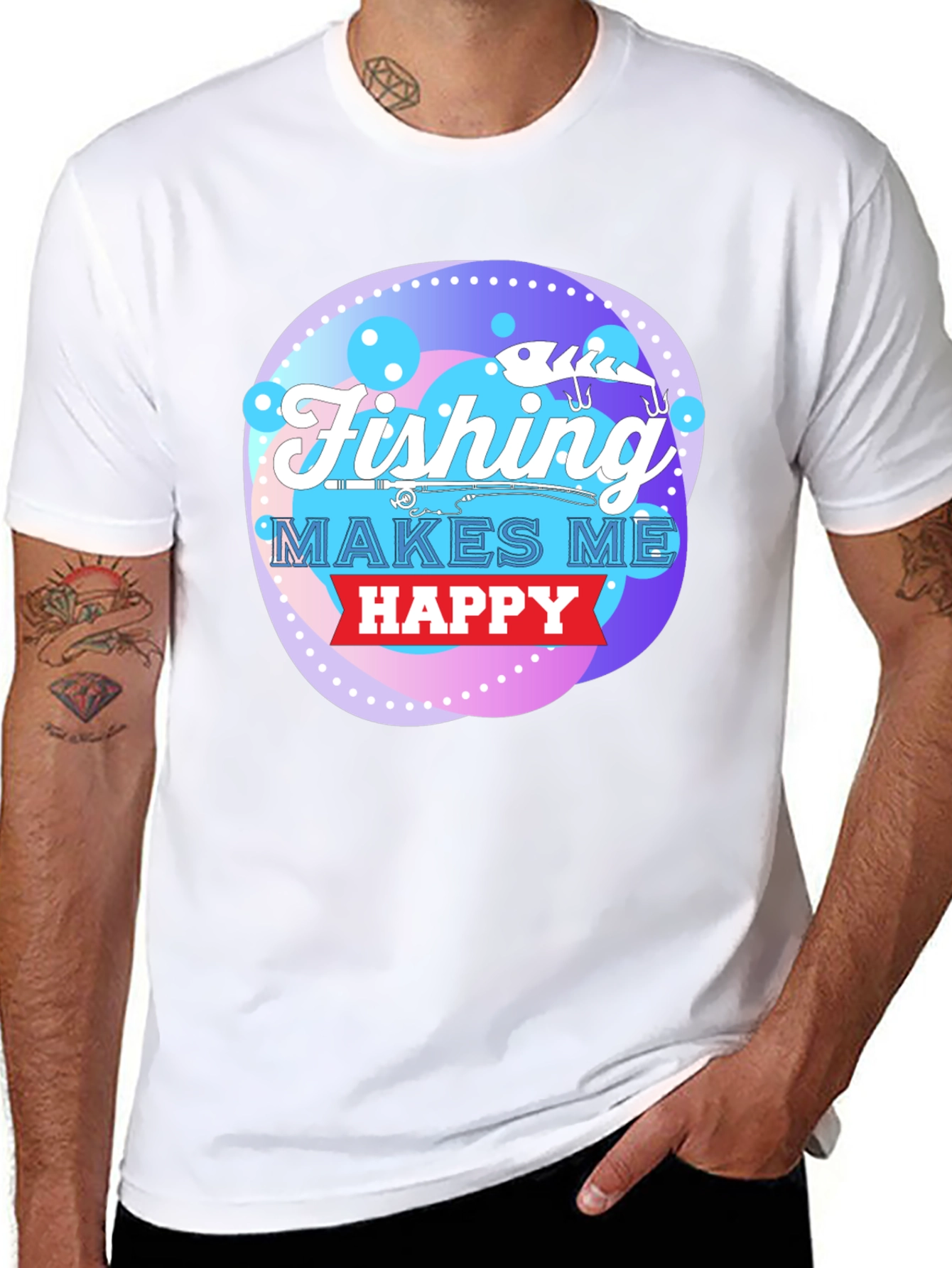 Black Fishing Makes Me Happy Graphic Tee view 8