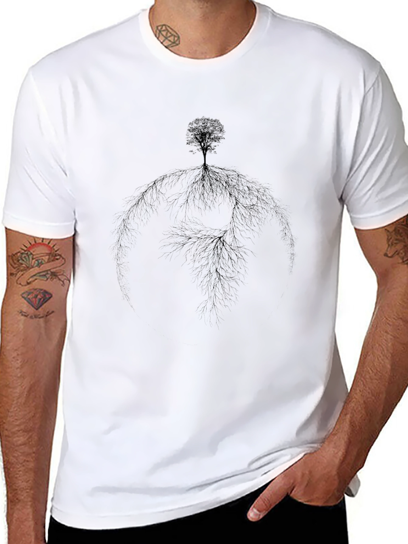 Black Tree of Life Graphic Tee - Black Cotton Blend view 8