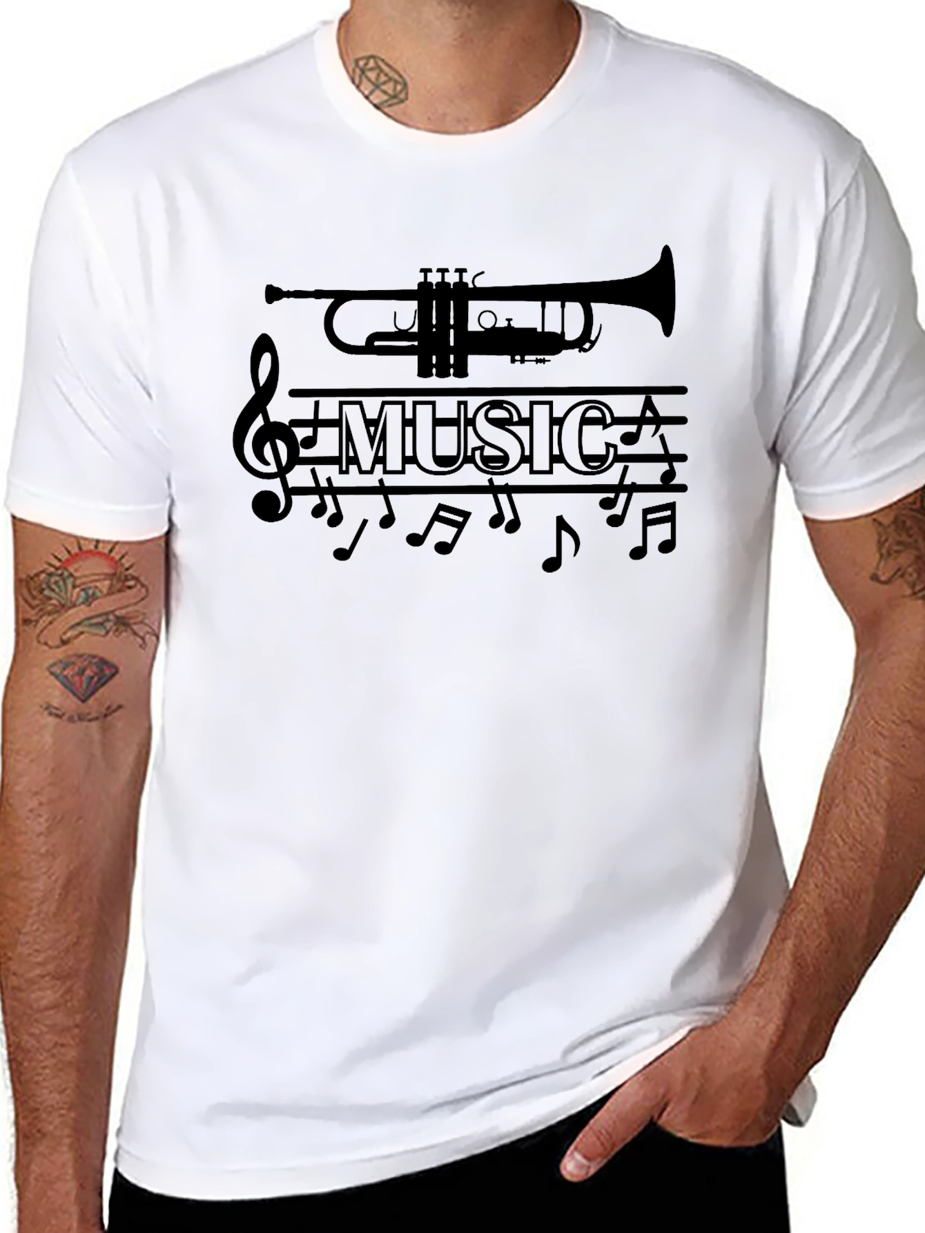 Black Music Lover Trumpet Graphic T-Shirt view 8