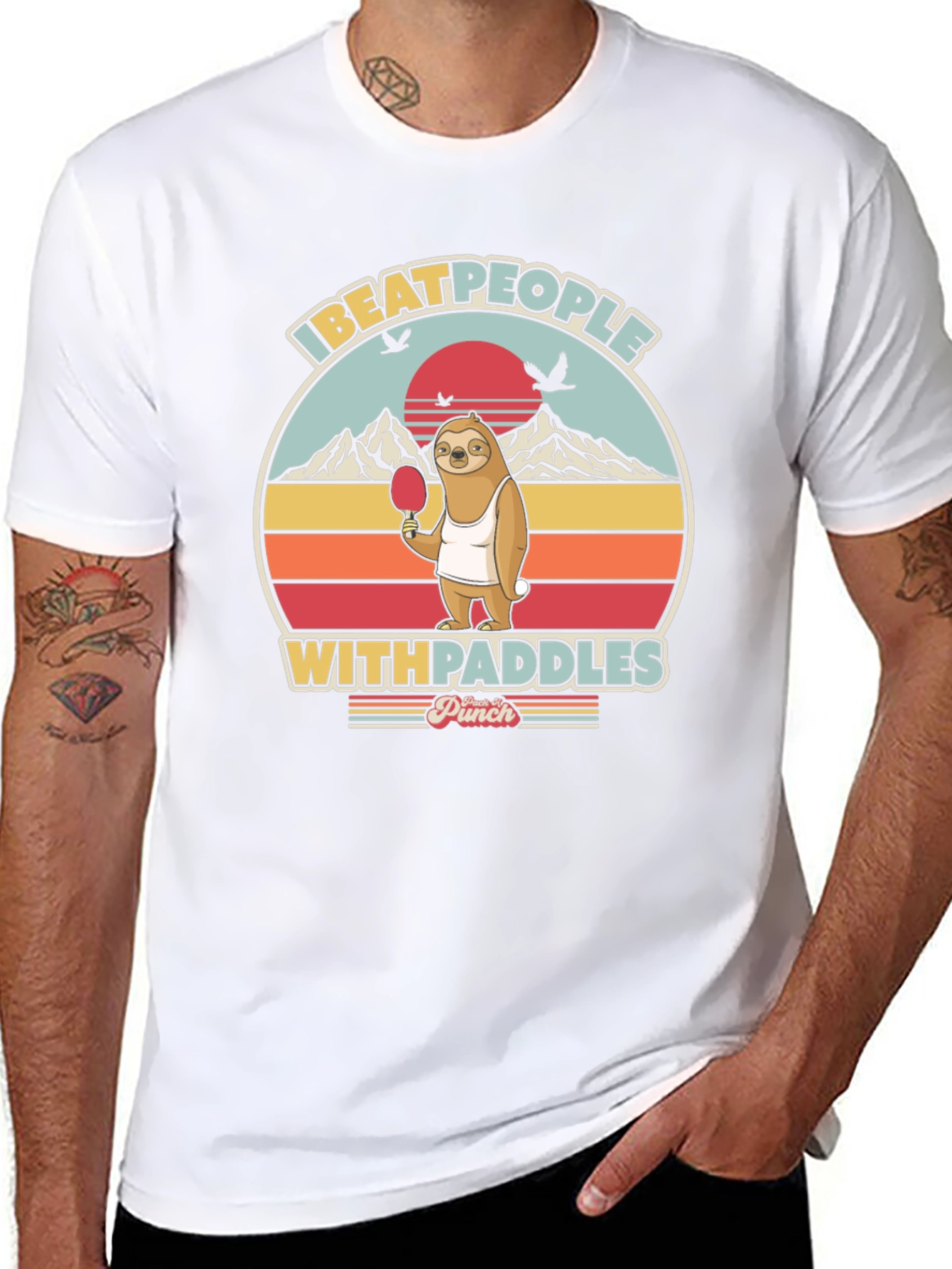 Black Sloth Table Tennis T-Shirt: I Beat People With Paddles view 8