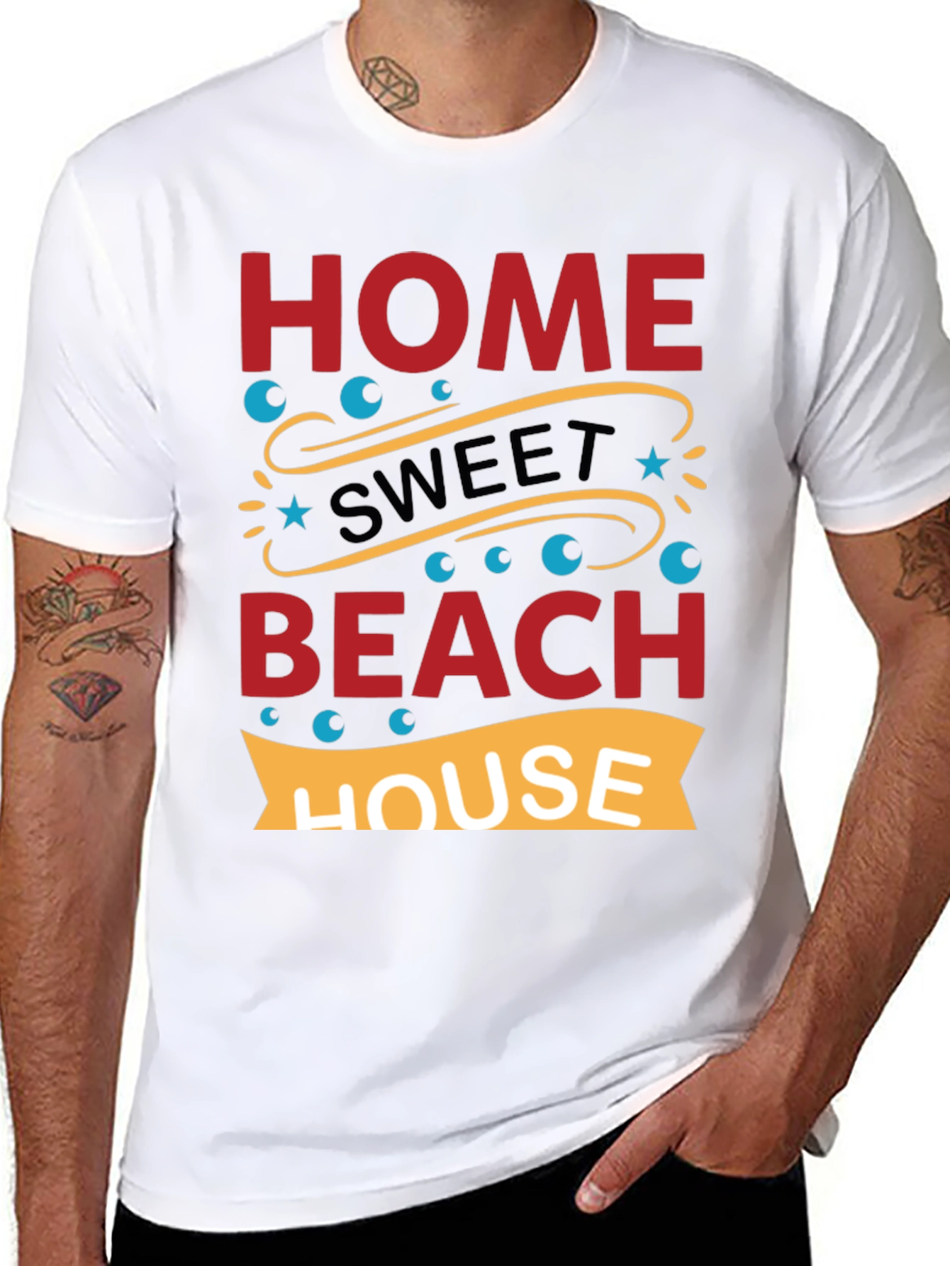 Black Home Sweet Beach House Graphic Tee view 8