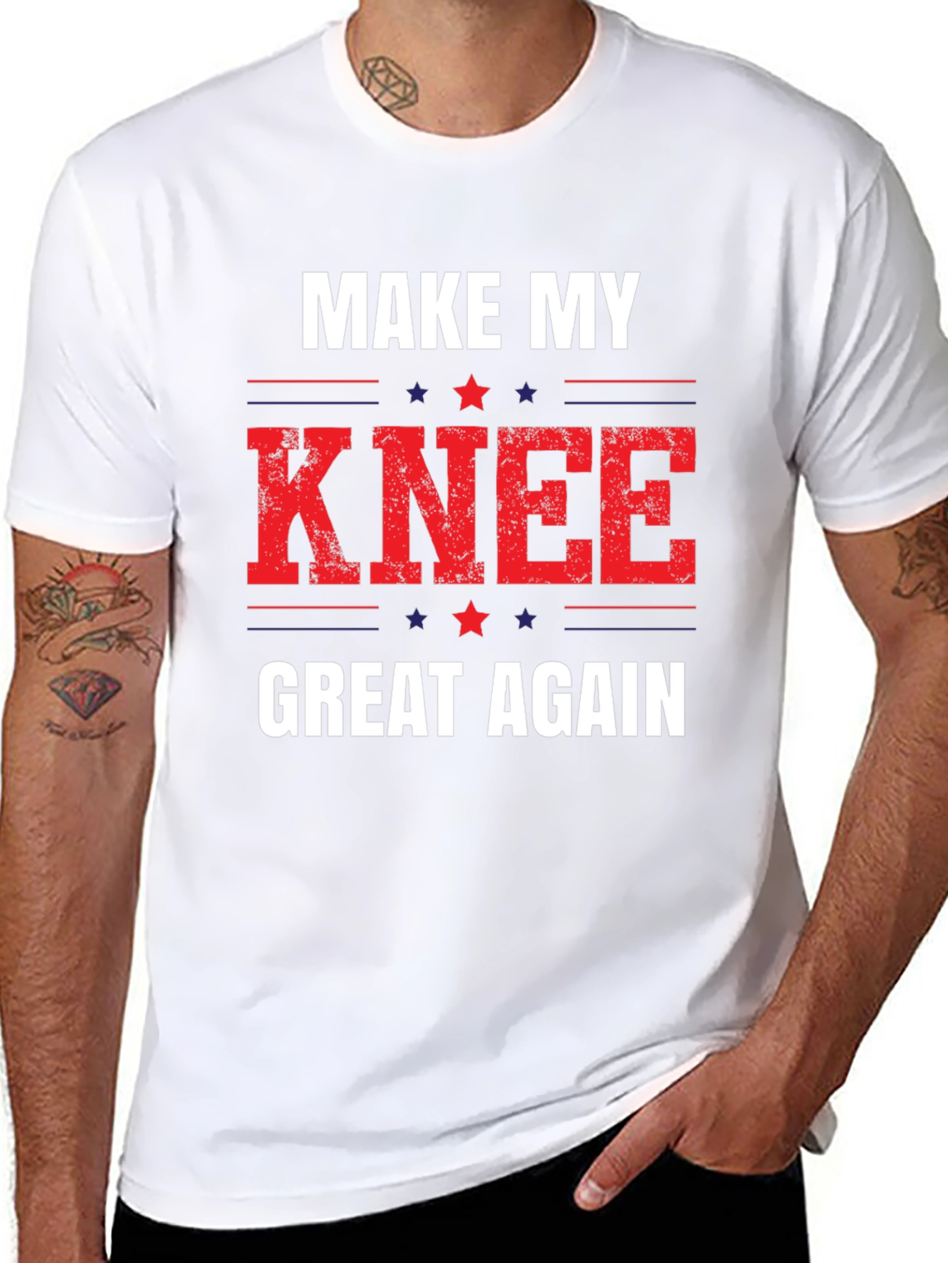 Black Make My Knee Great Again Graphic Tee view 8