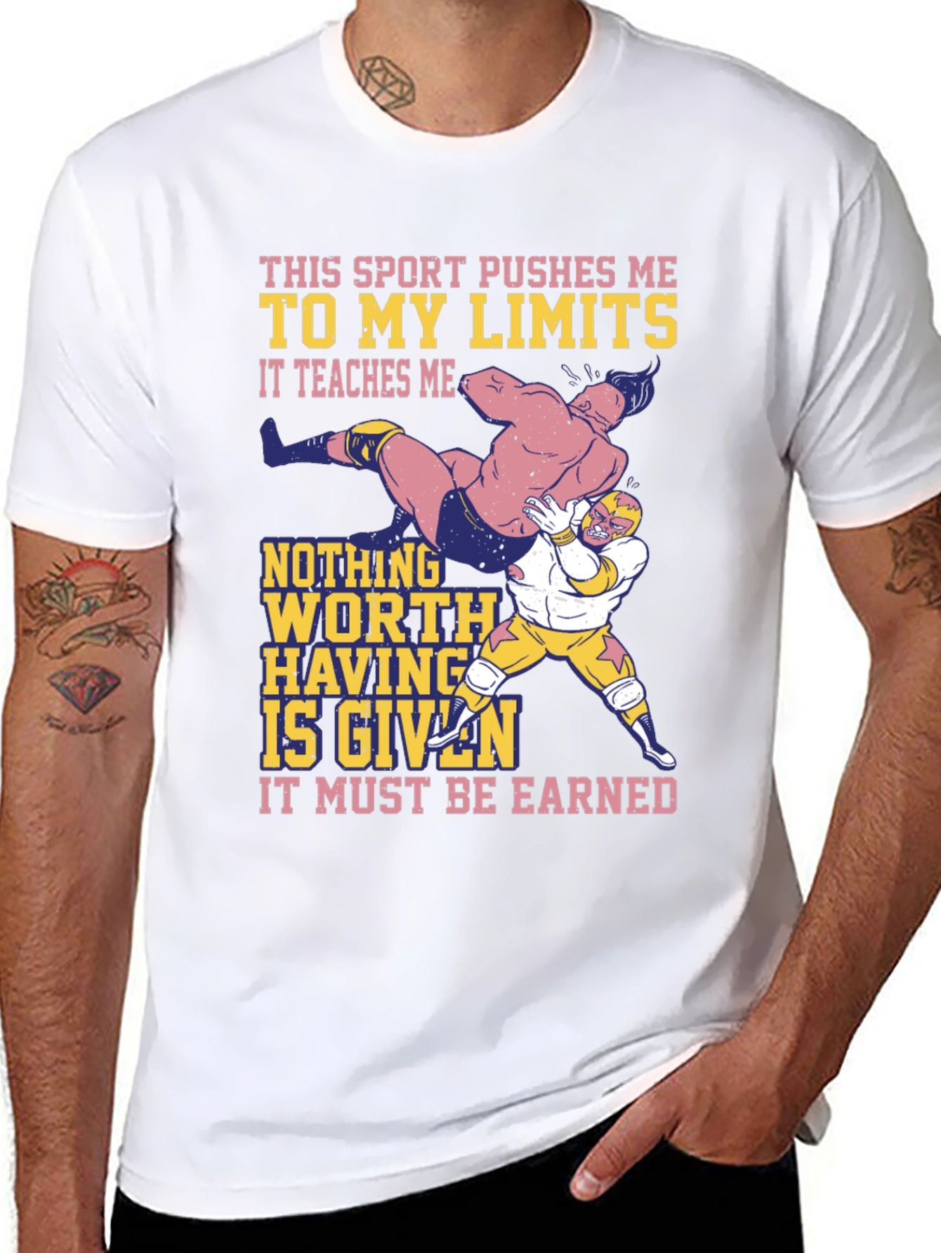Black Wrestling Sport T-Shirt: Push Your Limits! view 8