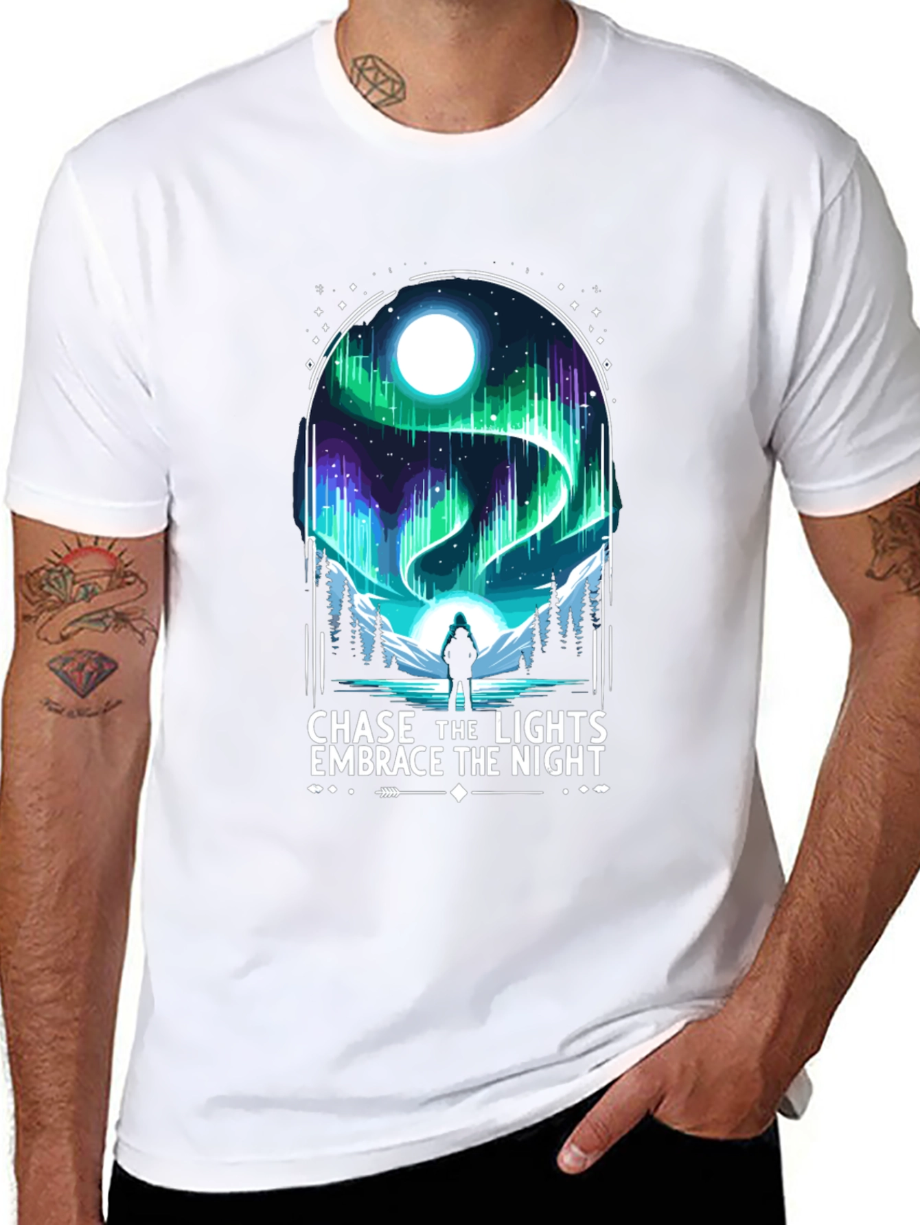 Black Chase the Lights Men's Black T-Shirt view 8