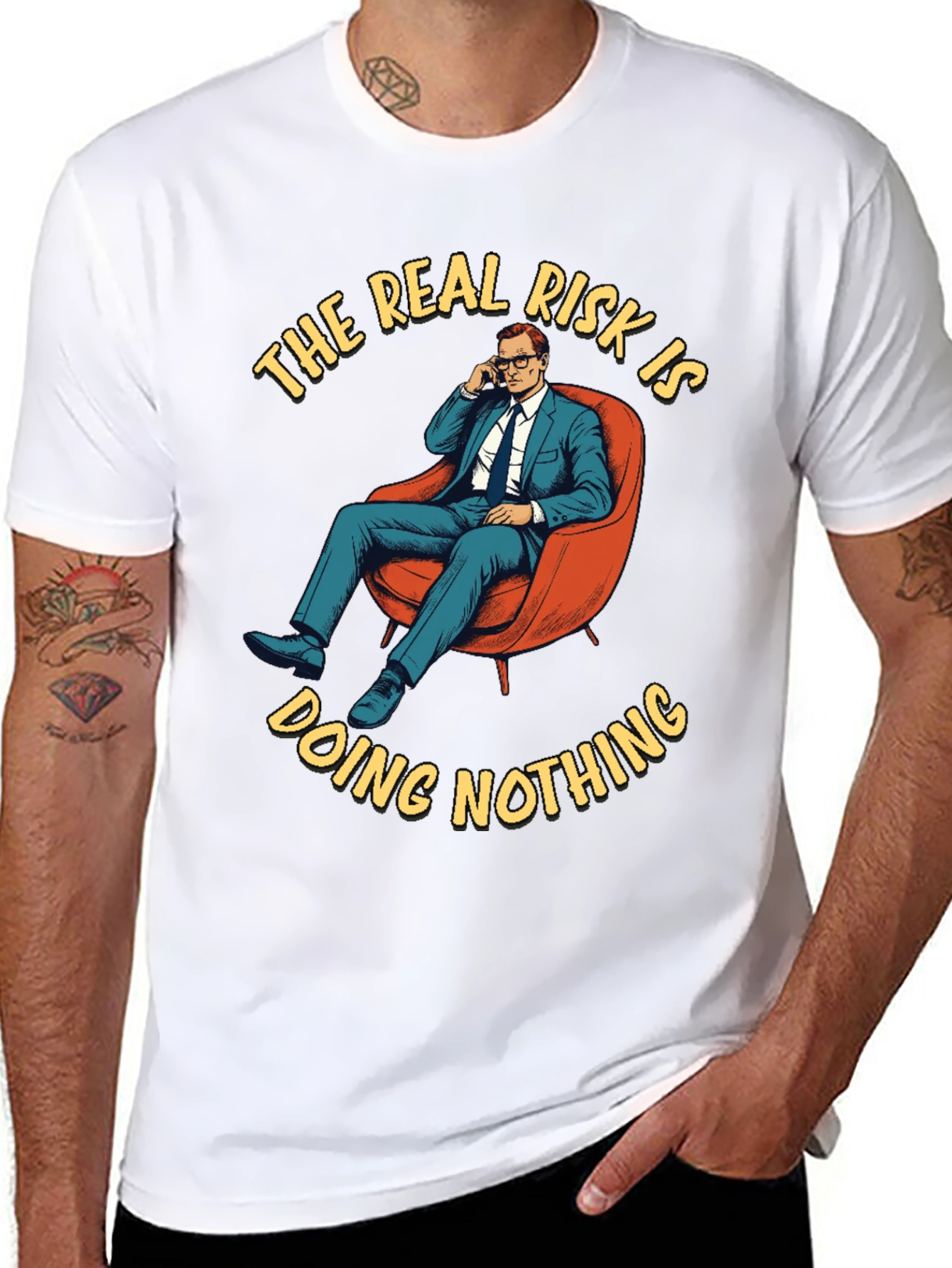 Black The Real Risk T-Shirt - Doing Nothing Graphic Tee view 8