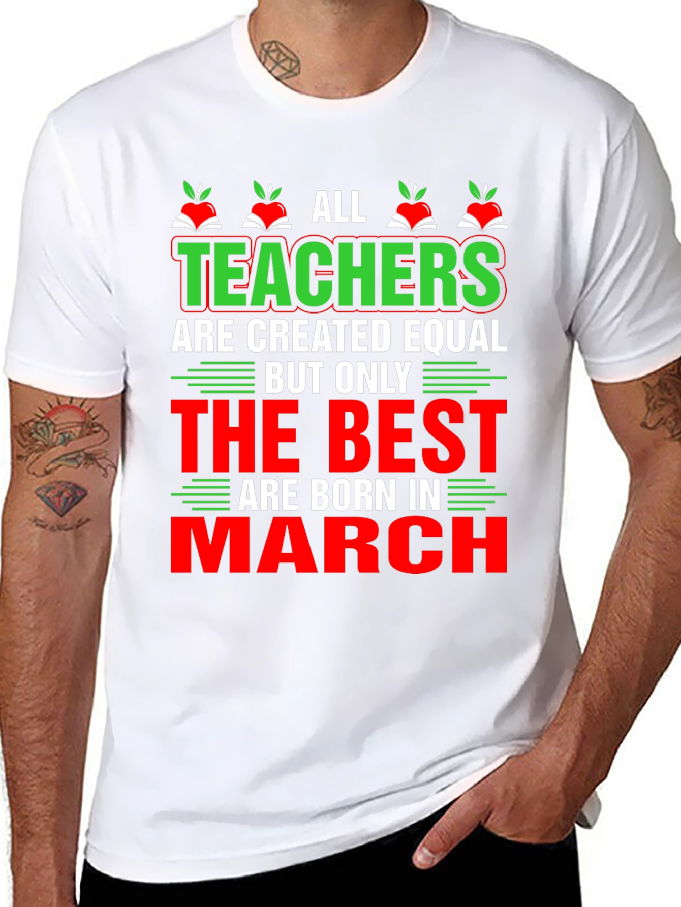 Black All Teachers are Created Equal T-Shirt view 8