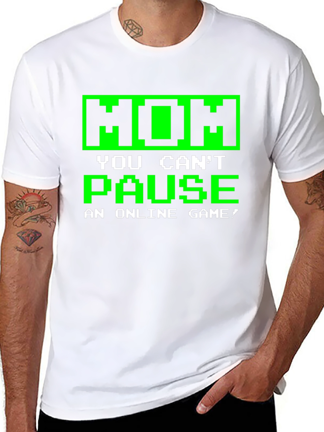 Black Gamer T-Shirt - Mom You Can't Pause view 8