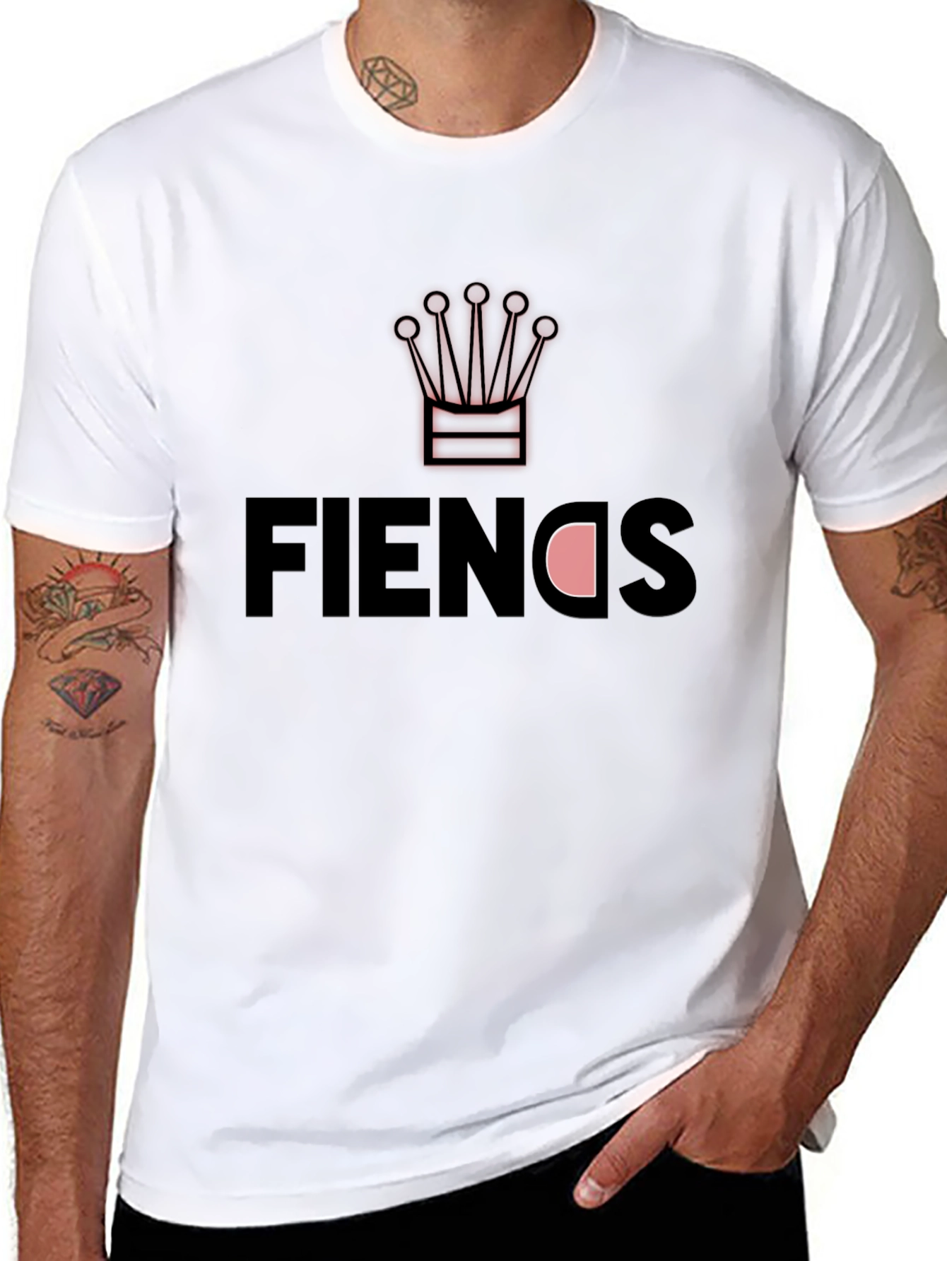 Black Fiends Graphic T-Shirt, Crown Logo view 8