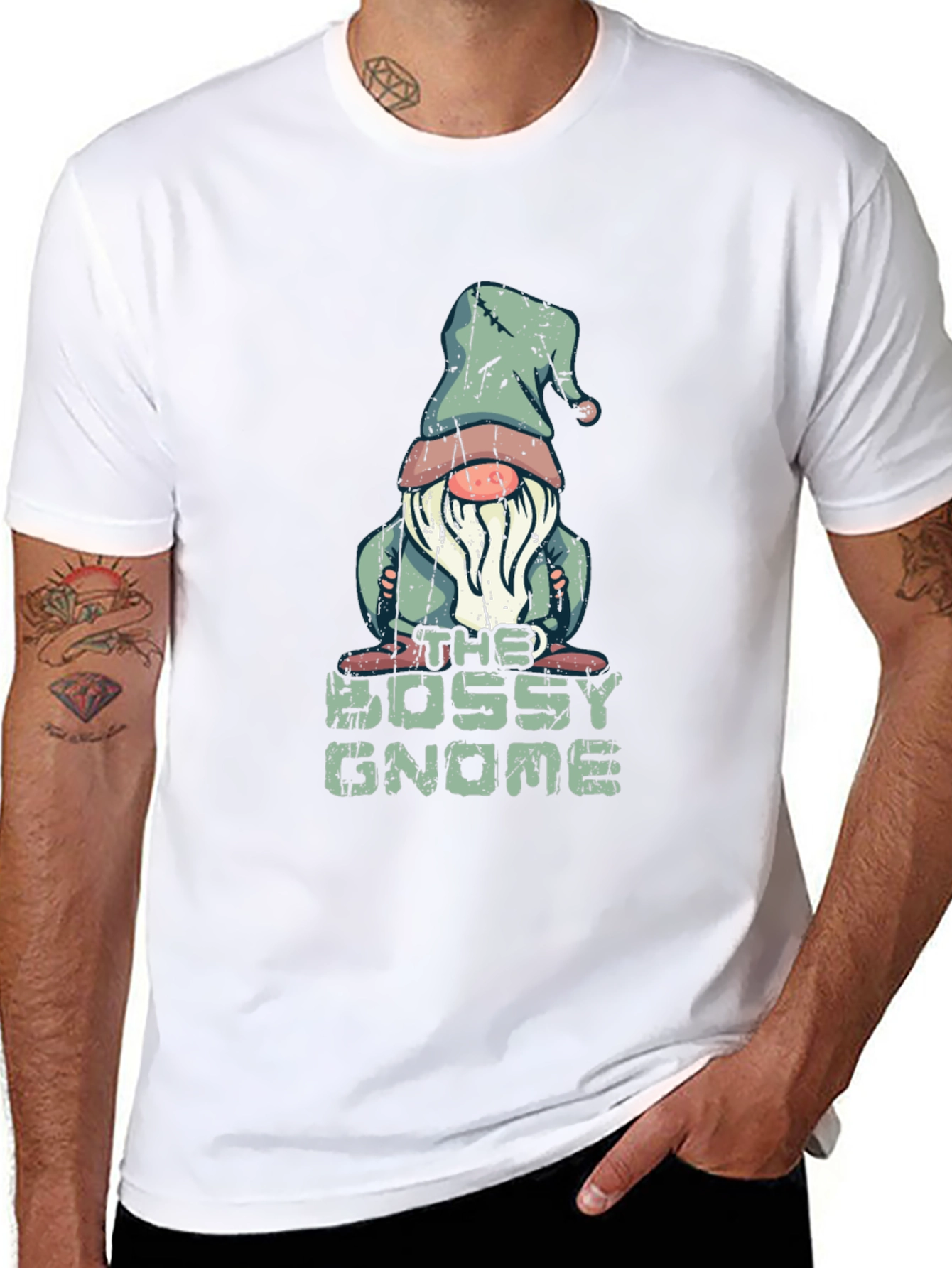 Black Bossy Gnome T-Shirt - Funny Graphic Tee view 8
