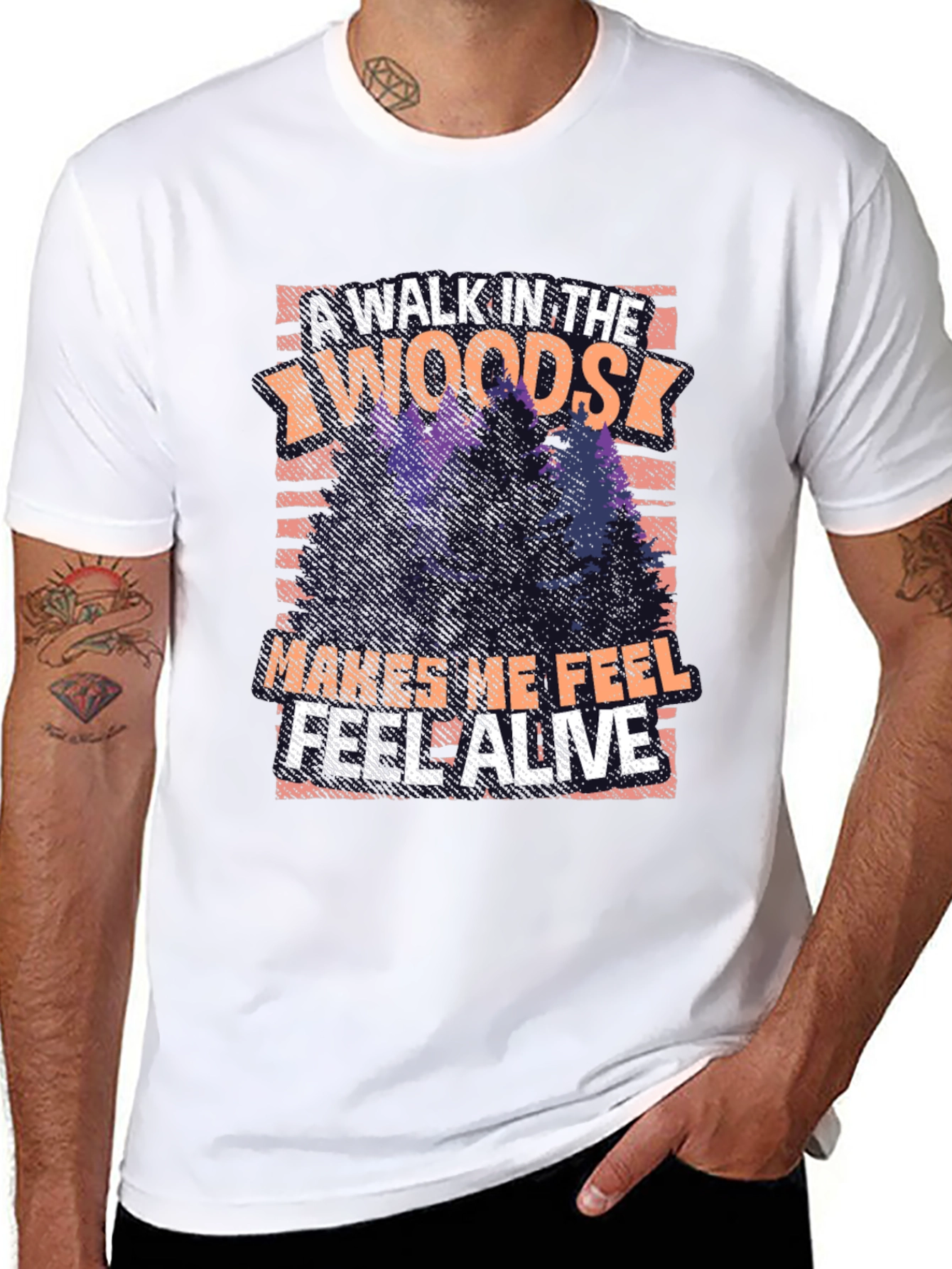 Black Nature Lover's Walk in the Woods Black T-Shirt view 8