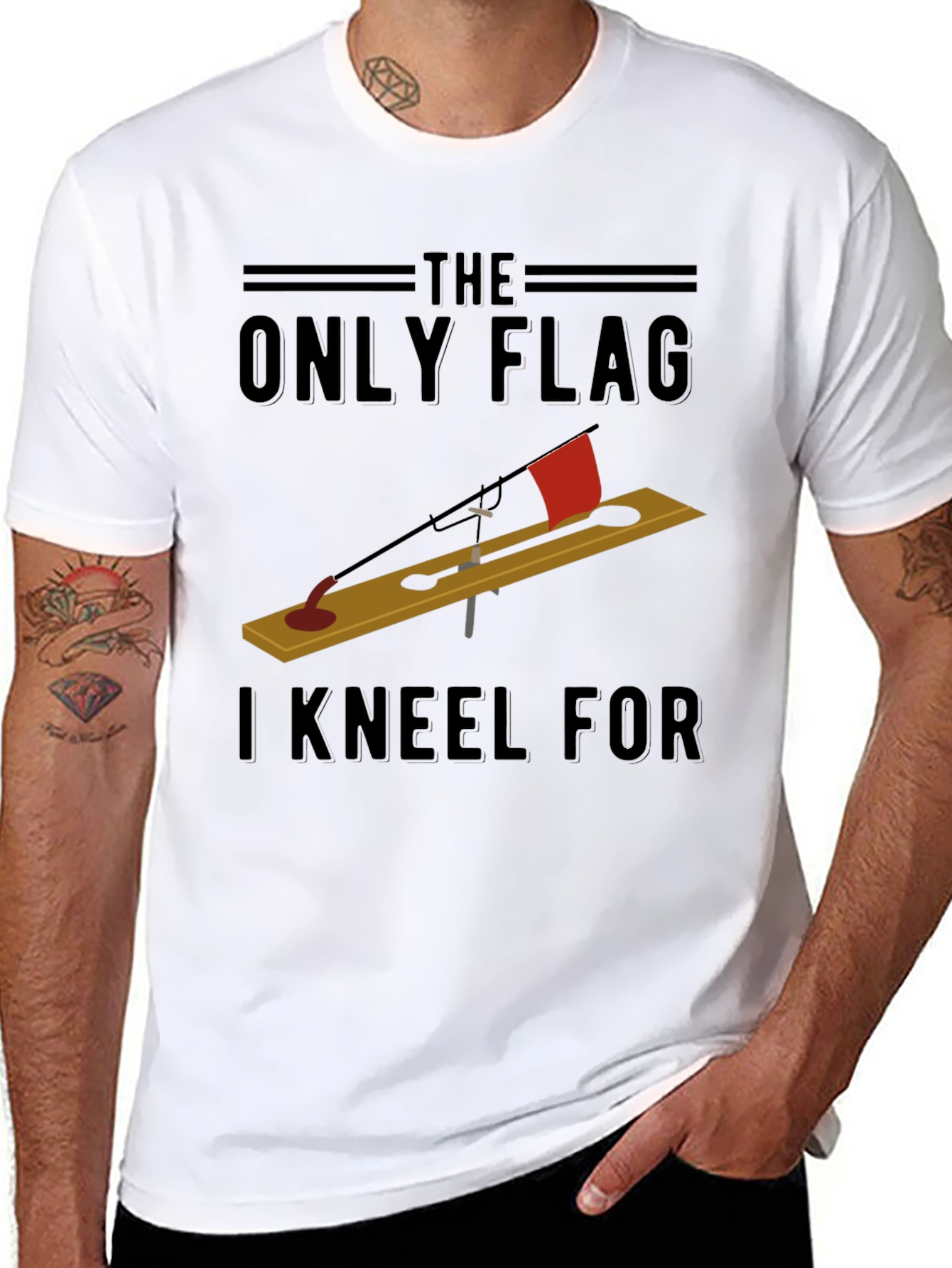 Black The Only Flag I Kneel For T-Shirt - Ice Fishing view 8