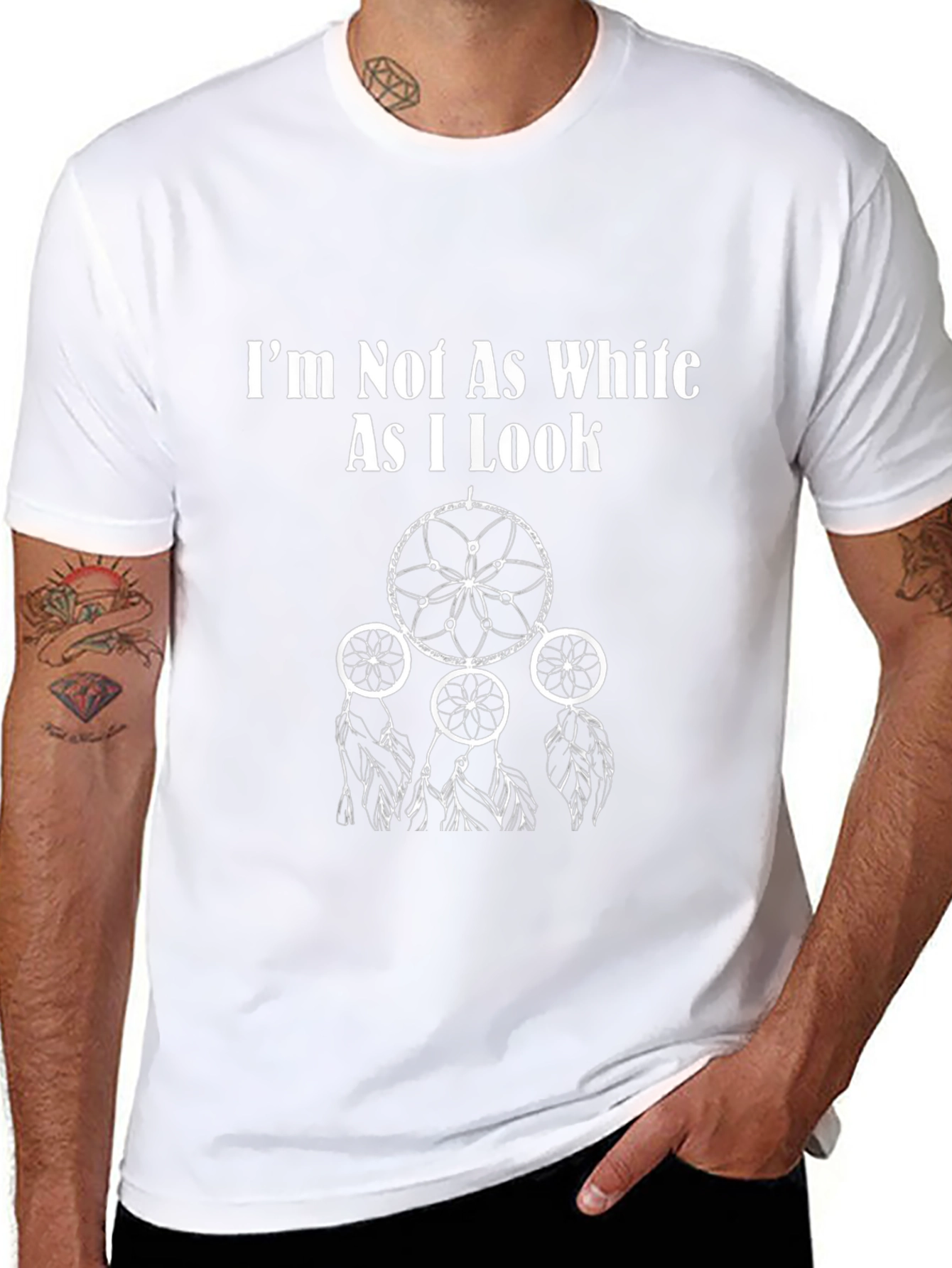 Black I'm Not As White As I Look Graphic T-Shirt view 8