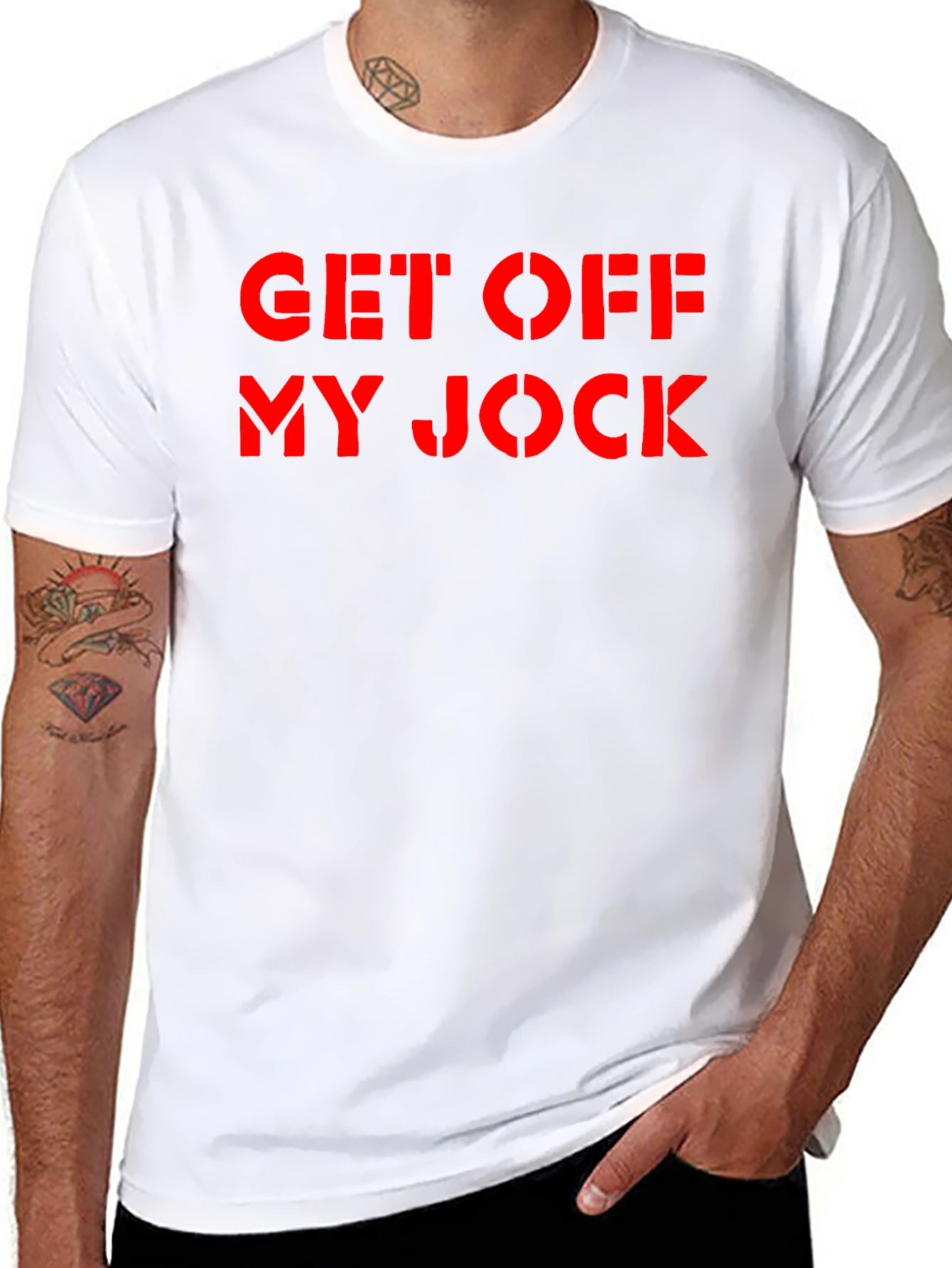 Black Get Off My Jock Graphic Tee - Black Cotton T-Shirt view 8